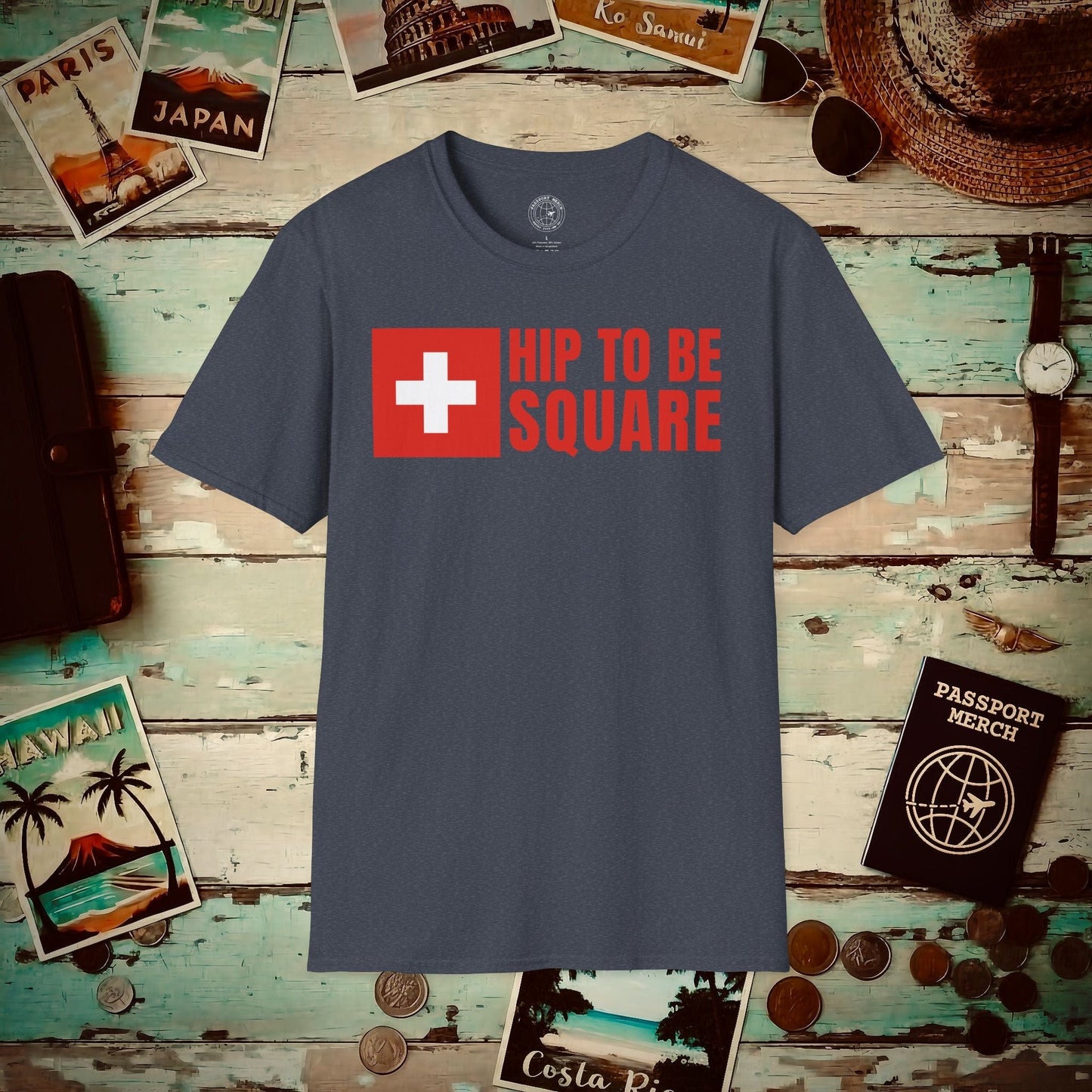 Hip To Be Square, Switzerland Flag T-Shirt Heather Navy / S