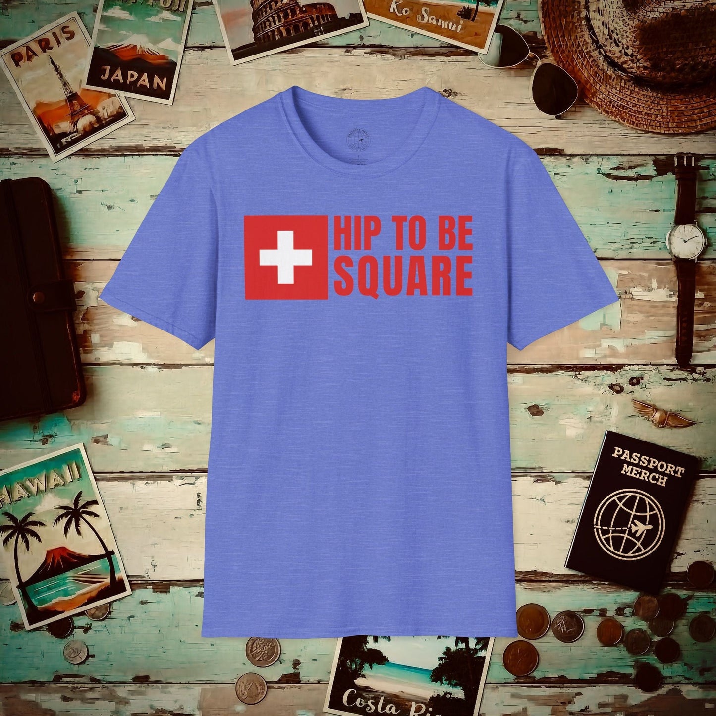 Hip To Be Square, Switzerland Flag T-Shirt Heather Royal / S
