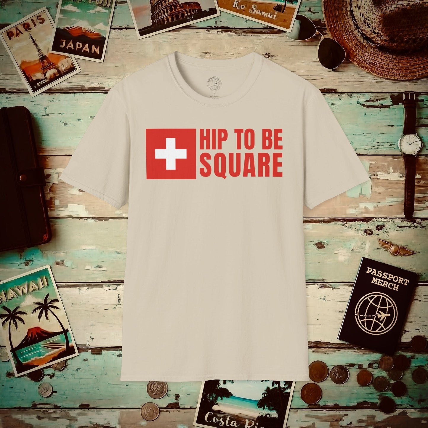 Hip To Be Square, Switzerland Flag T-Shirt Sand / S