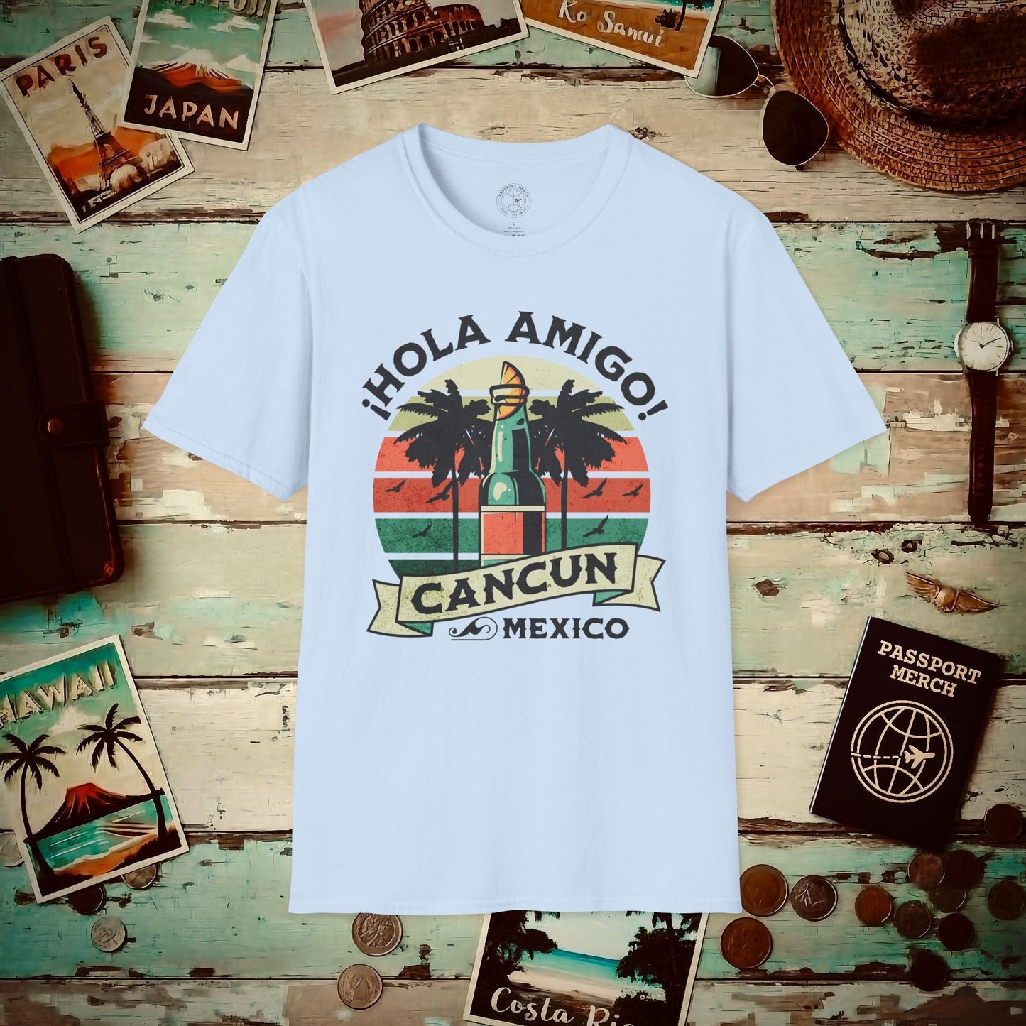 Hola Amigo Cancun Mexico T-Shirt Light Blue / S