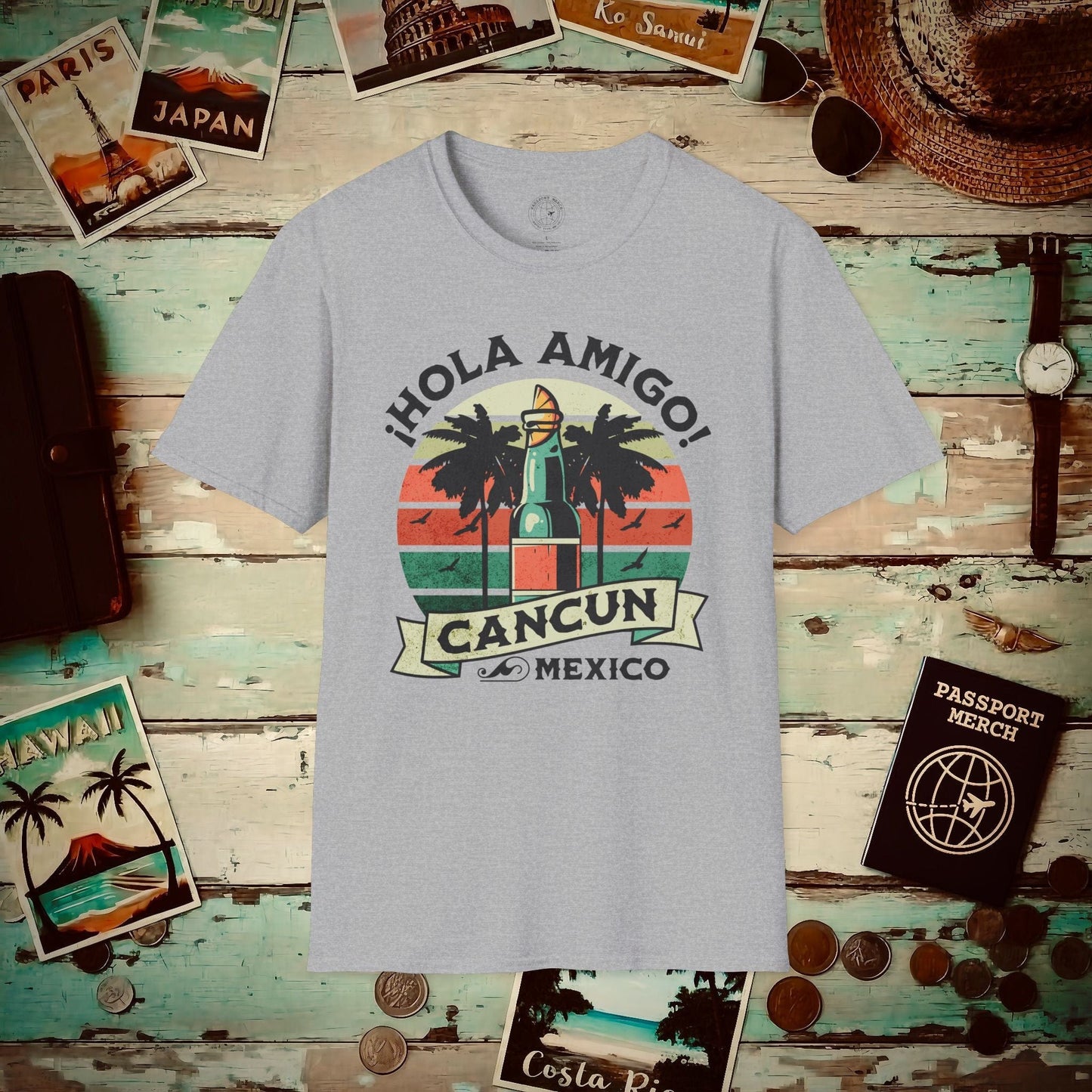 Hola Amigo Cancun Mexico T-Shirt Sport Grey / S