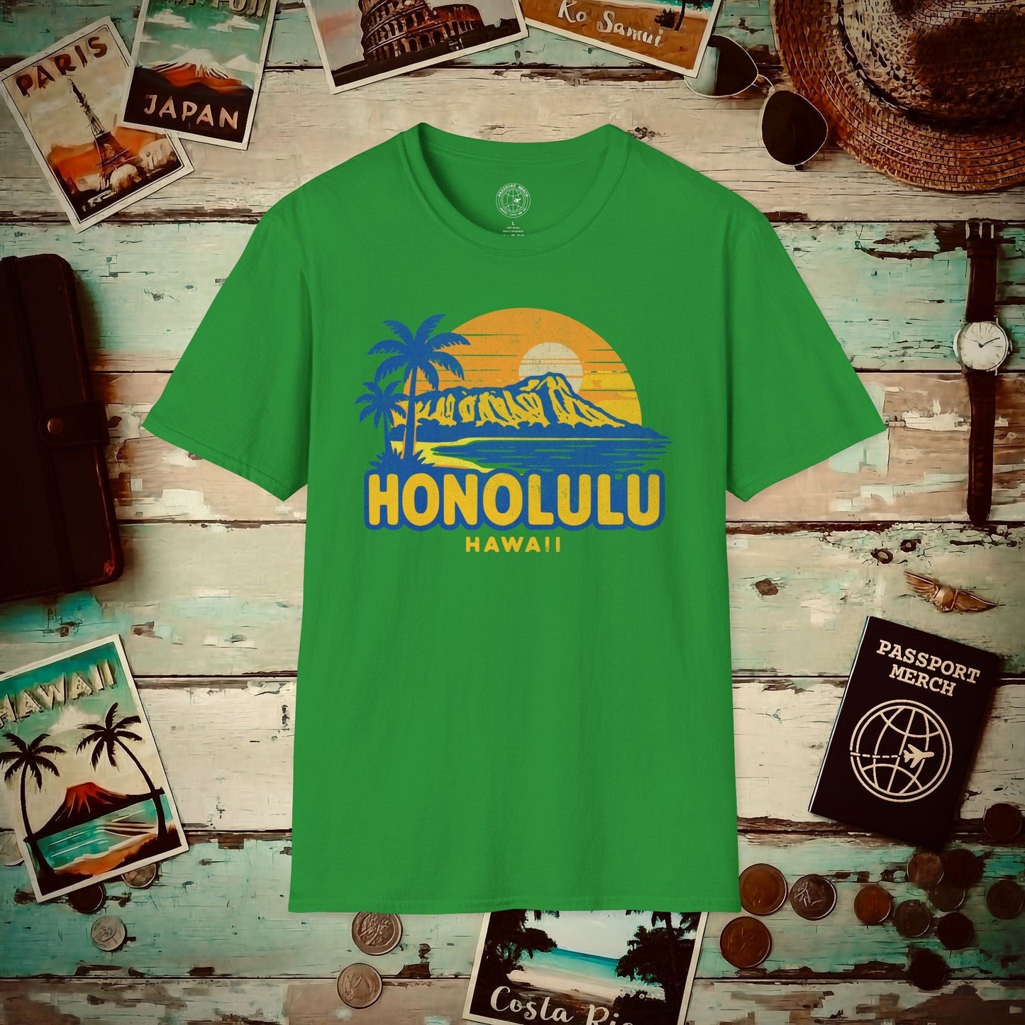 Honolulu, Oahu, Hawaii - 80's Vintage T-Shirt Irish Green / S