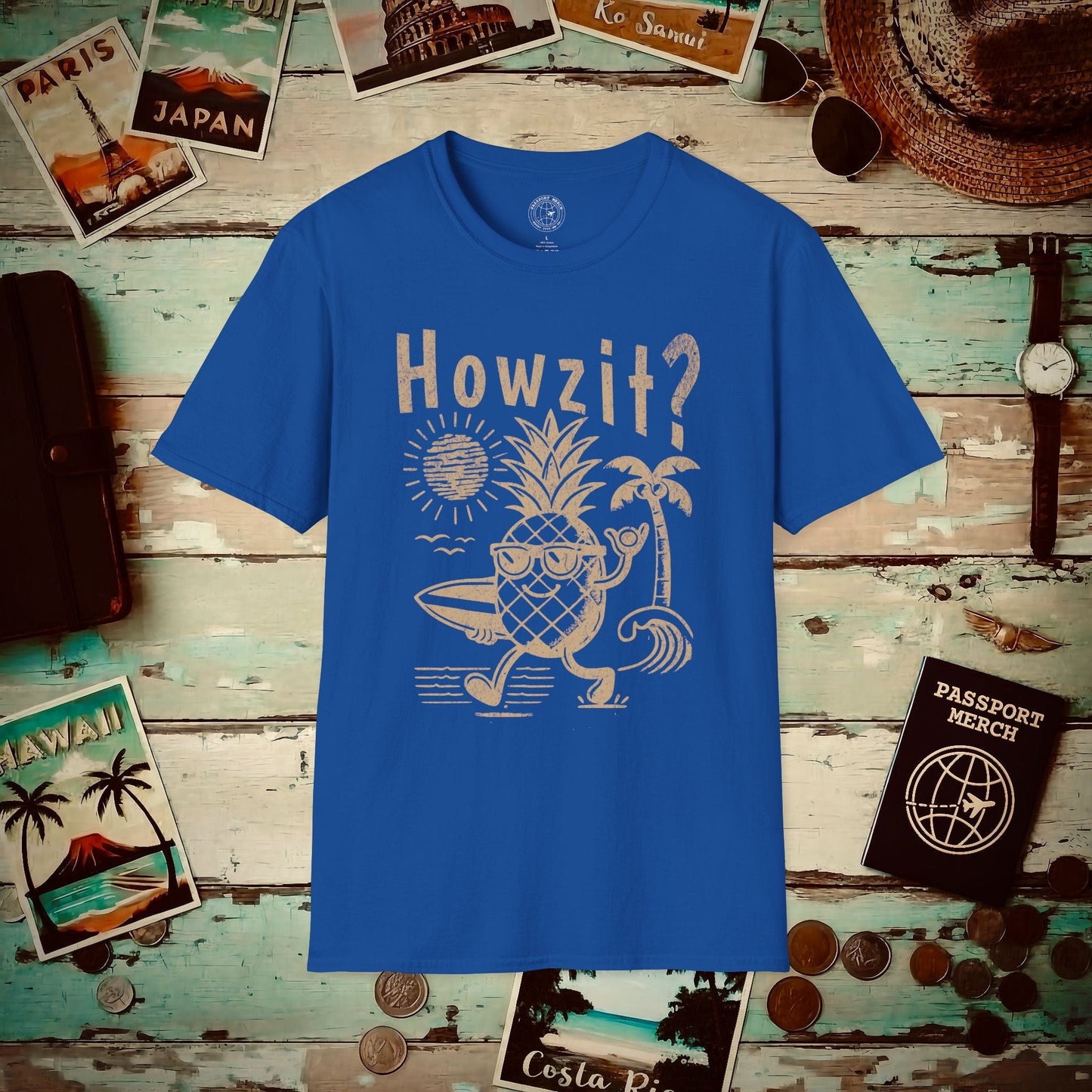 Howzit? Pineapple Shaka, Hawaii T-Shirt Royal / S