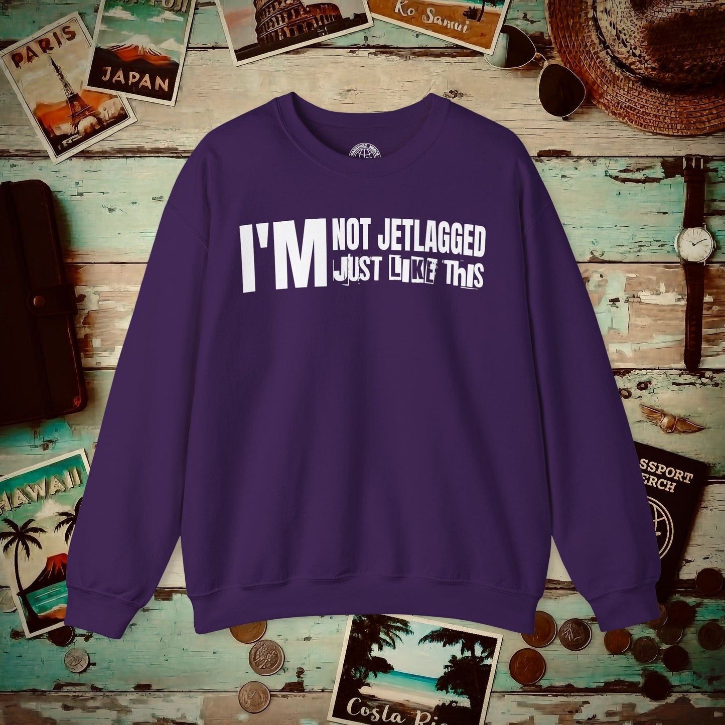 I'm Not Jetlagged Crewneck Purple / S