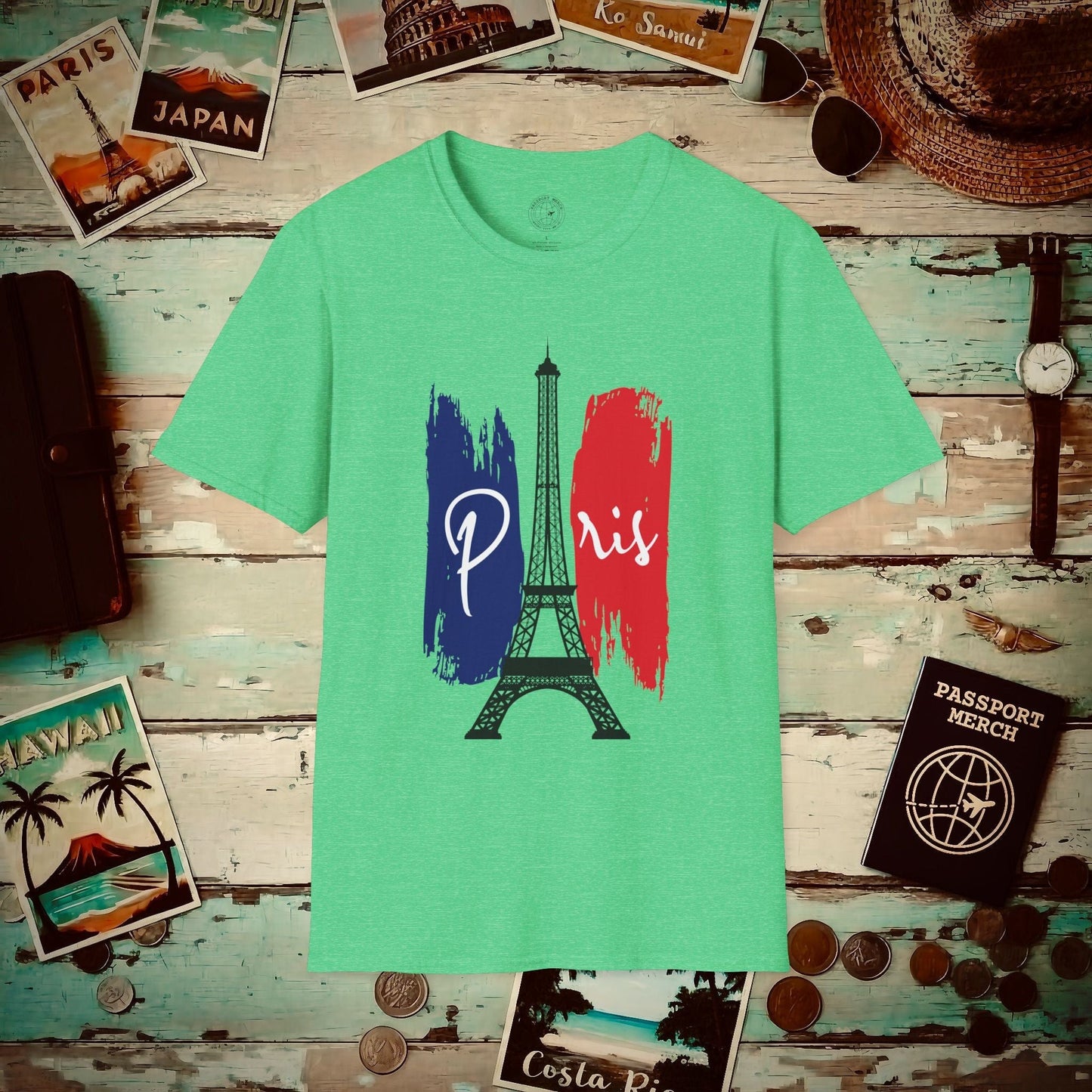 Impressions of Paris France T-Shirt Heather Irish Green / S
