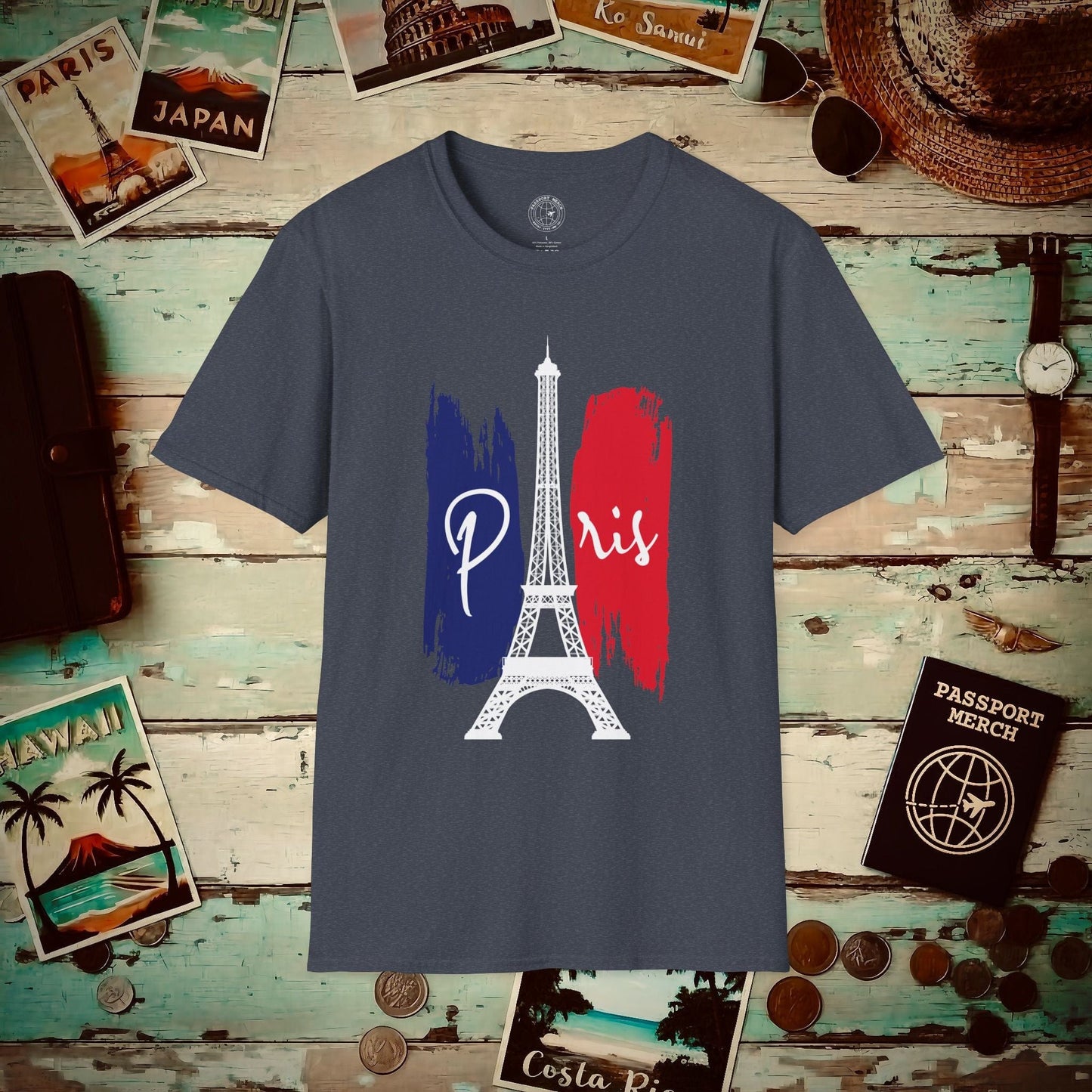 Impressions of Paris France T-Shirt Heather Navy / S