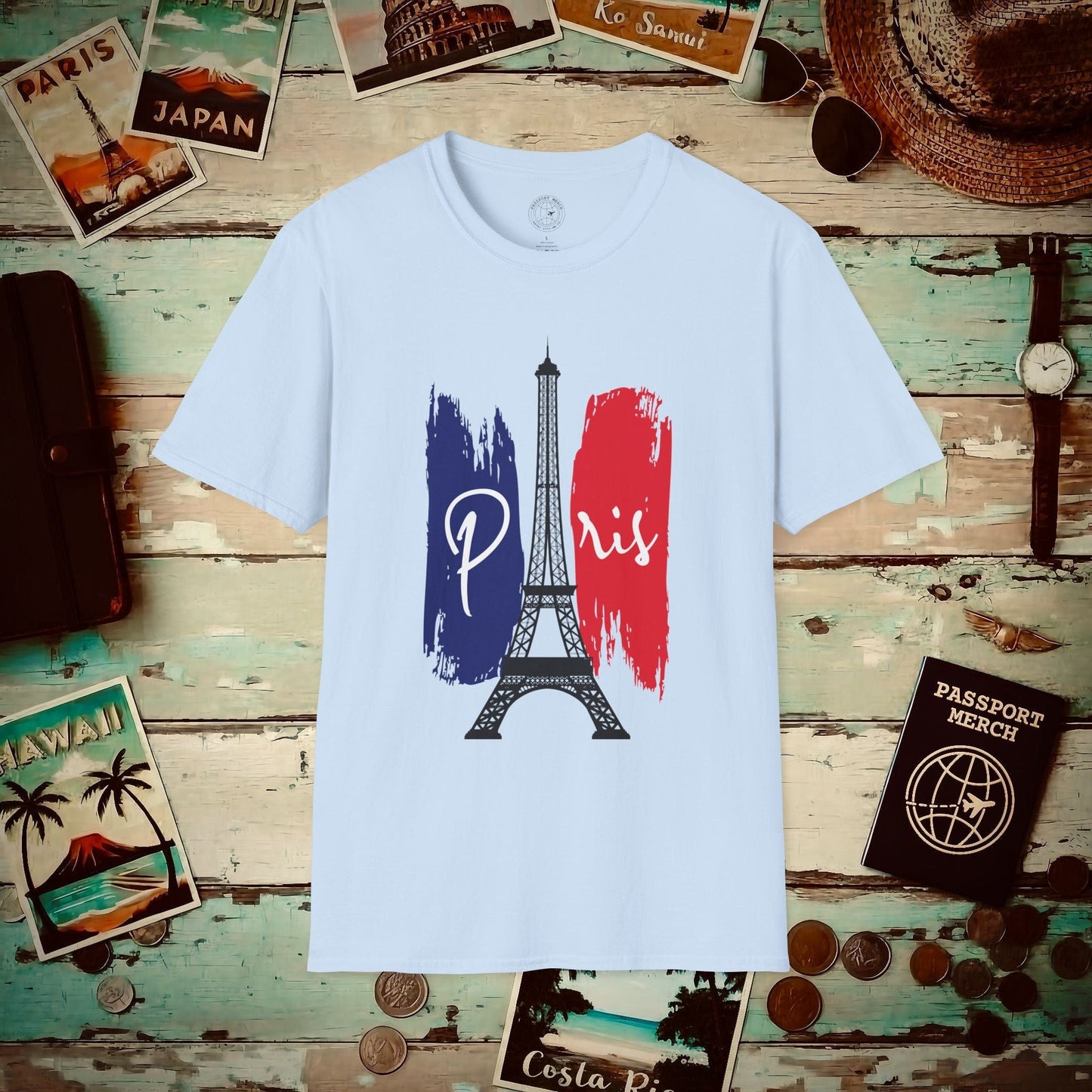 Impressions of Paris France T-Shirt Light Blue / S