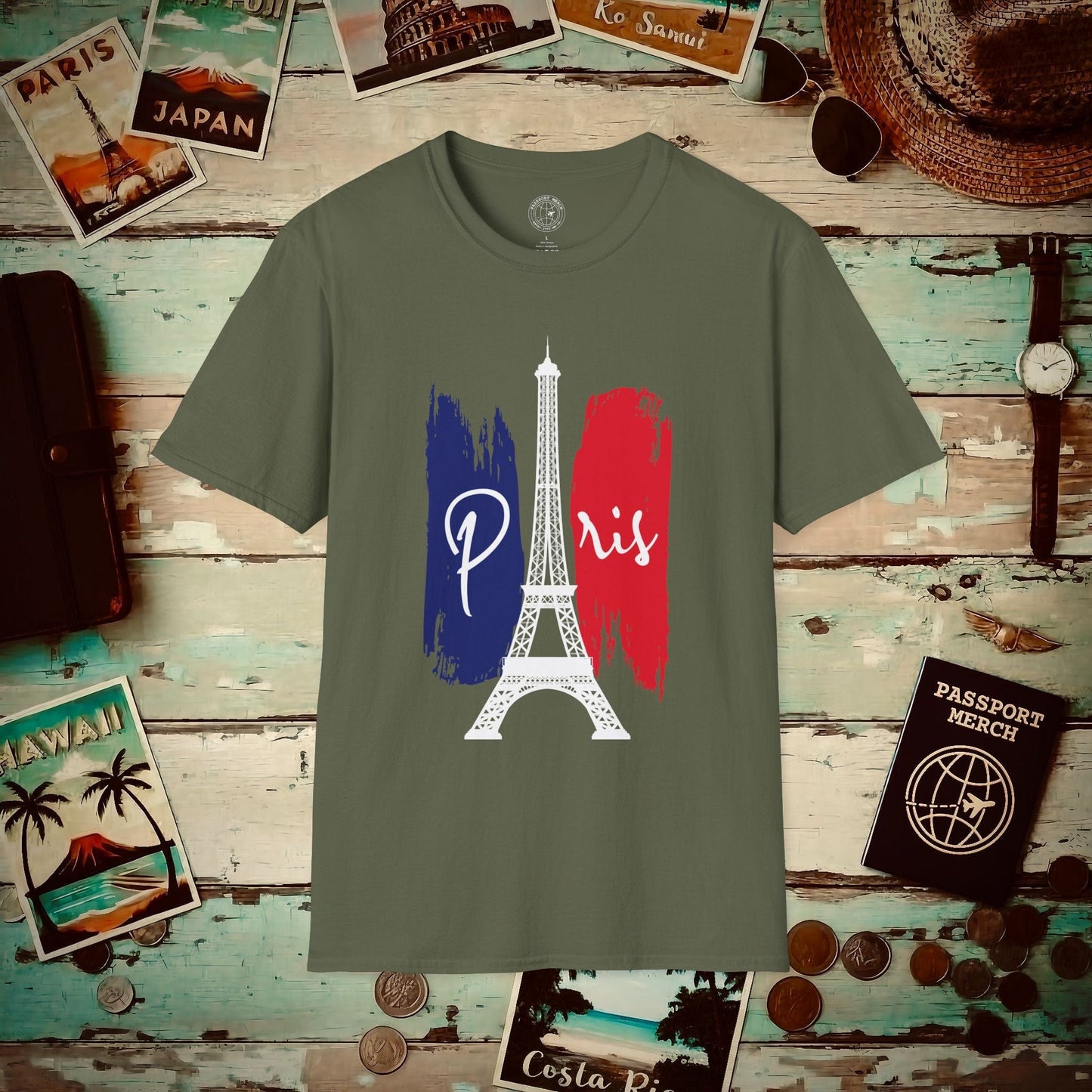 Impressions of Paris France T-Shirt Military Green / S
