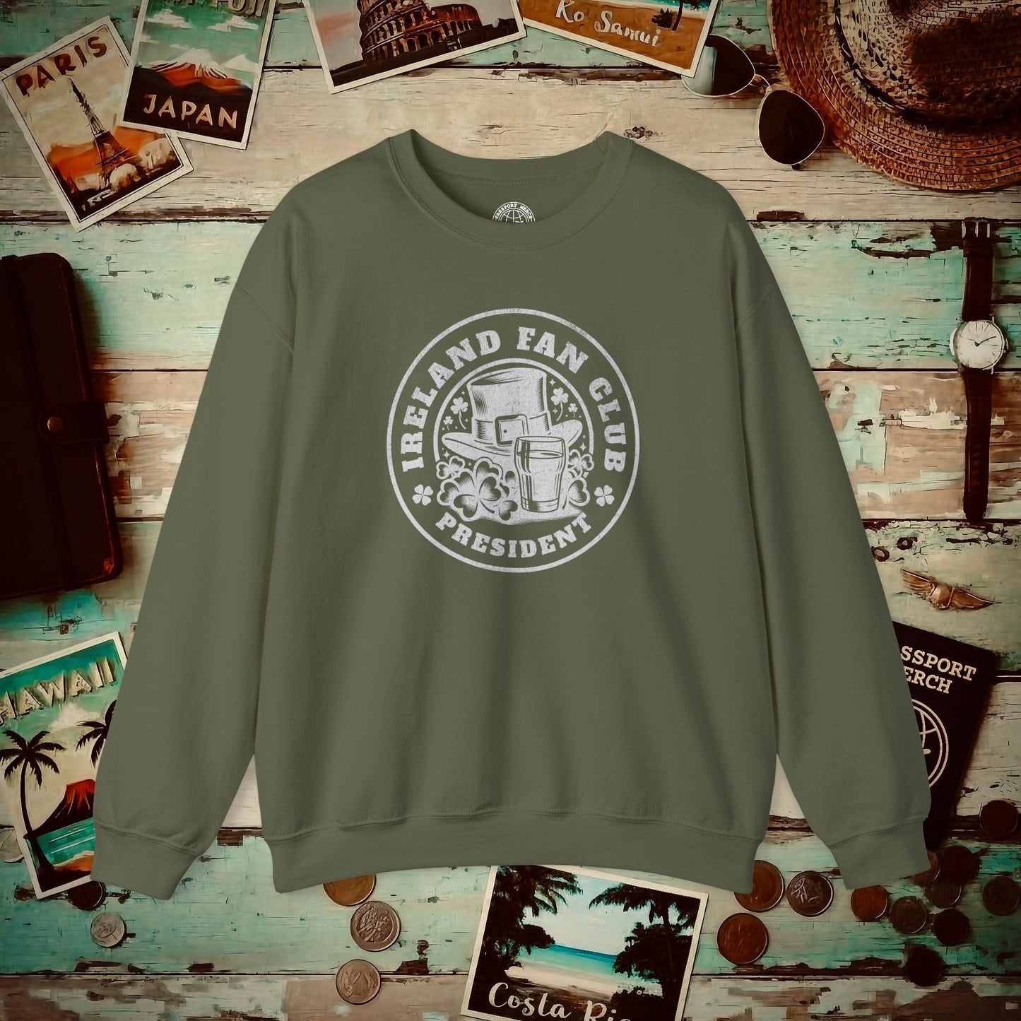 Ireland Fan Club President Crewneck Military Green / S