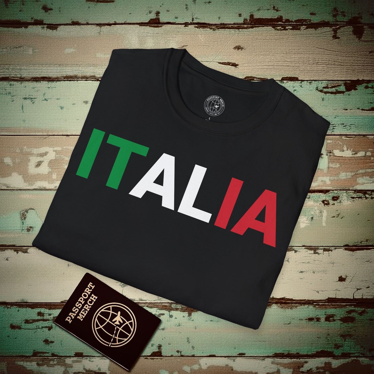 Italia Patriotism Italy Letter Flag T-Shirt Black / S
