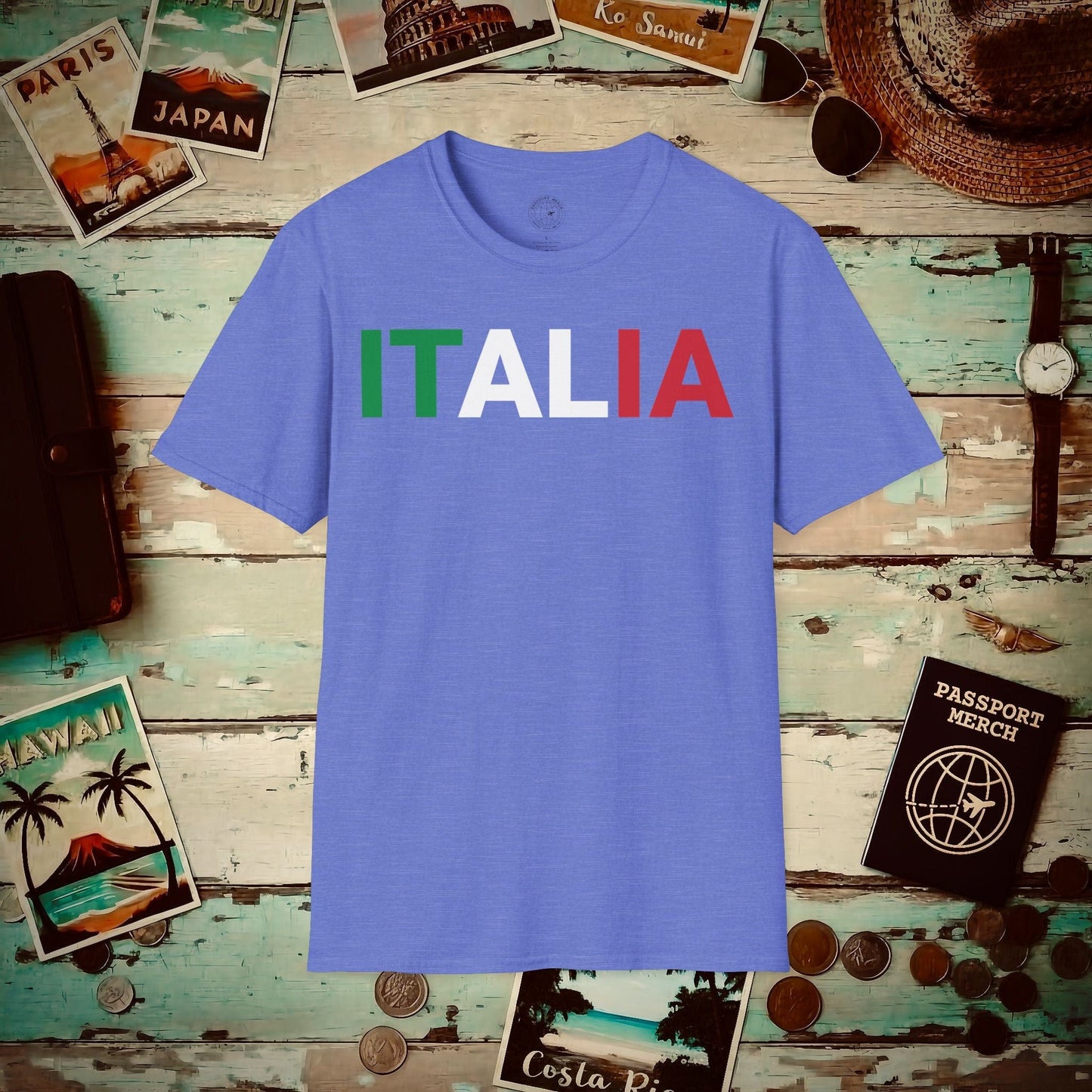 Italia Patriotism Italy Letter Flag T-Shirt Heather Royal / S