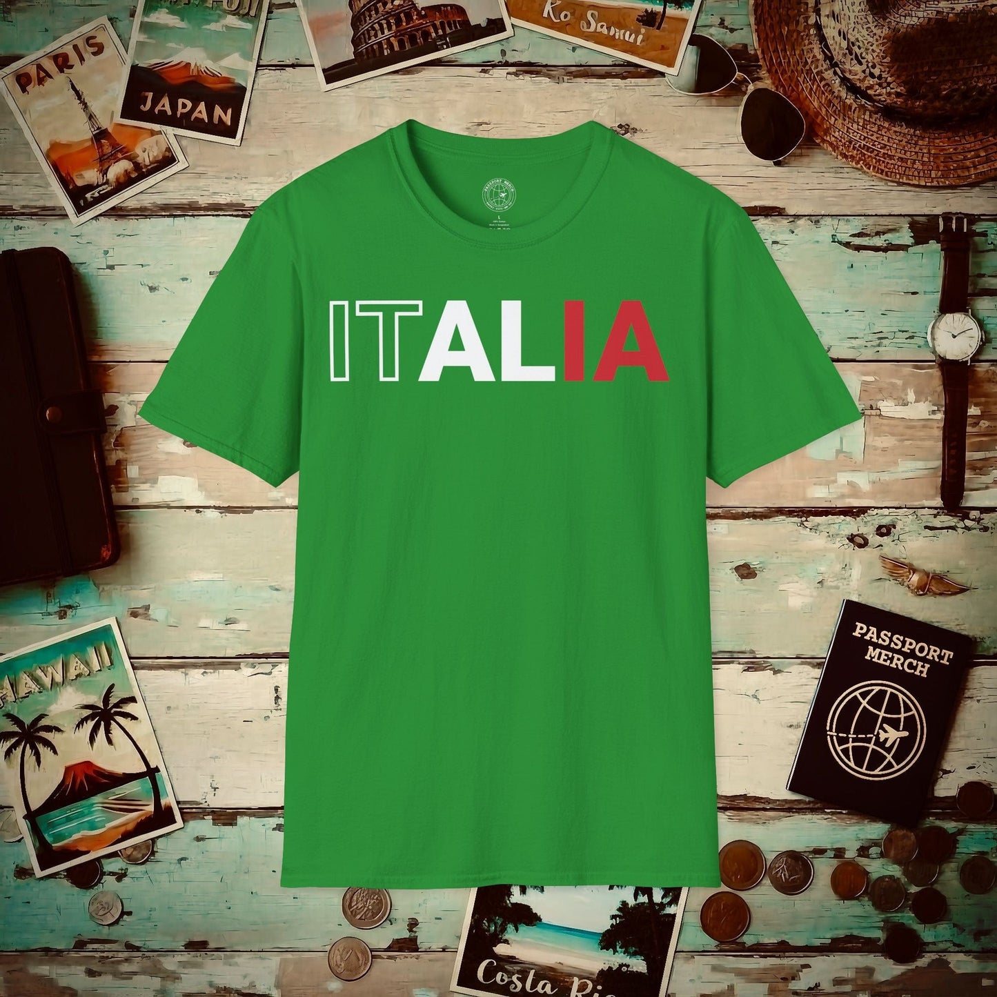Italia Patriotism Italy Letter Flag T-Shirt Irish Green / S