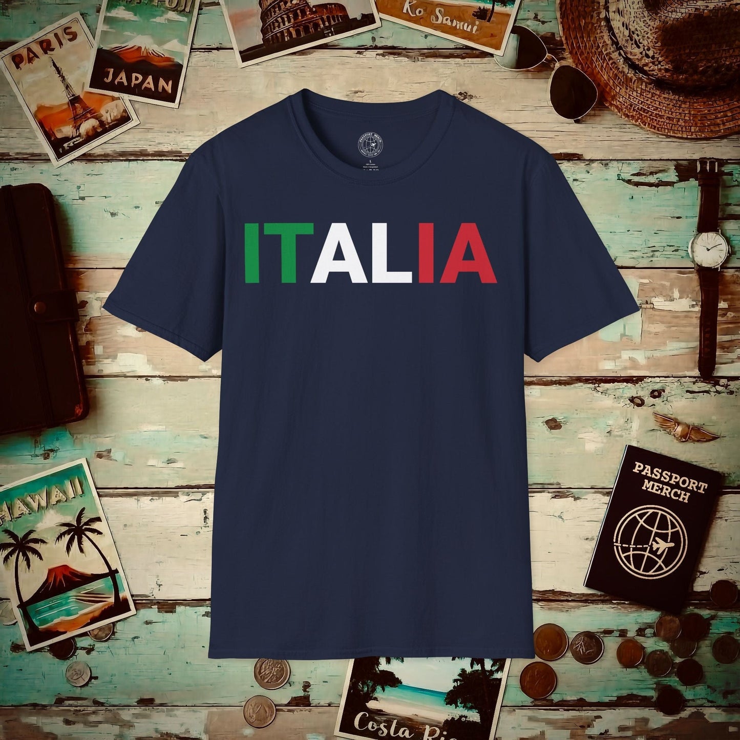 Italia Patriotism Italy Letter Flag T-Shirt Navy / S