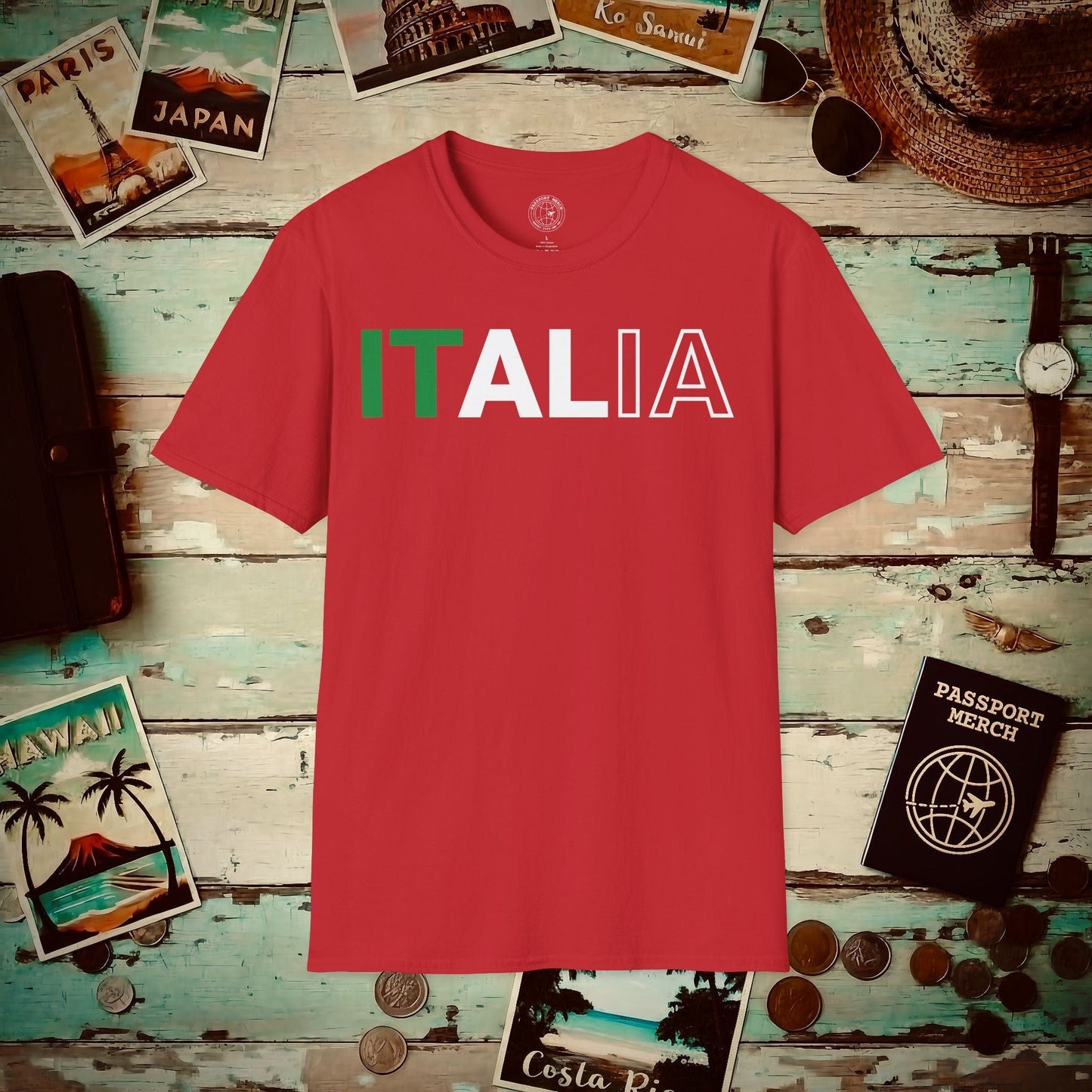 Italia Patriotism Italy Letter Flag T-Shirt Red / S