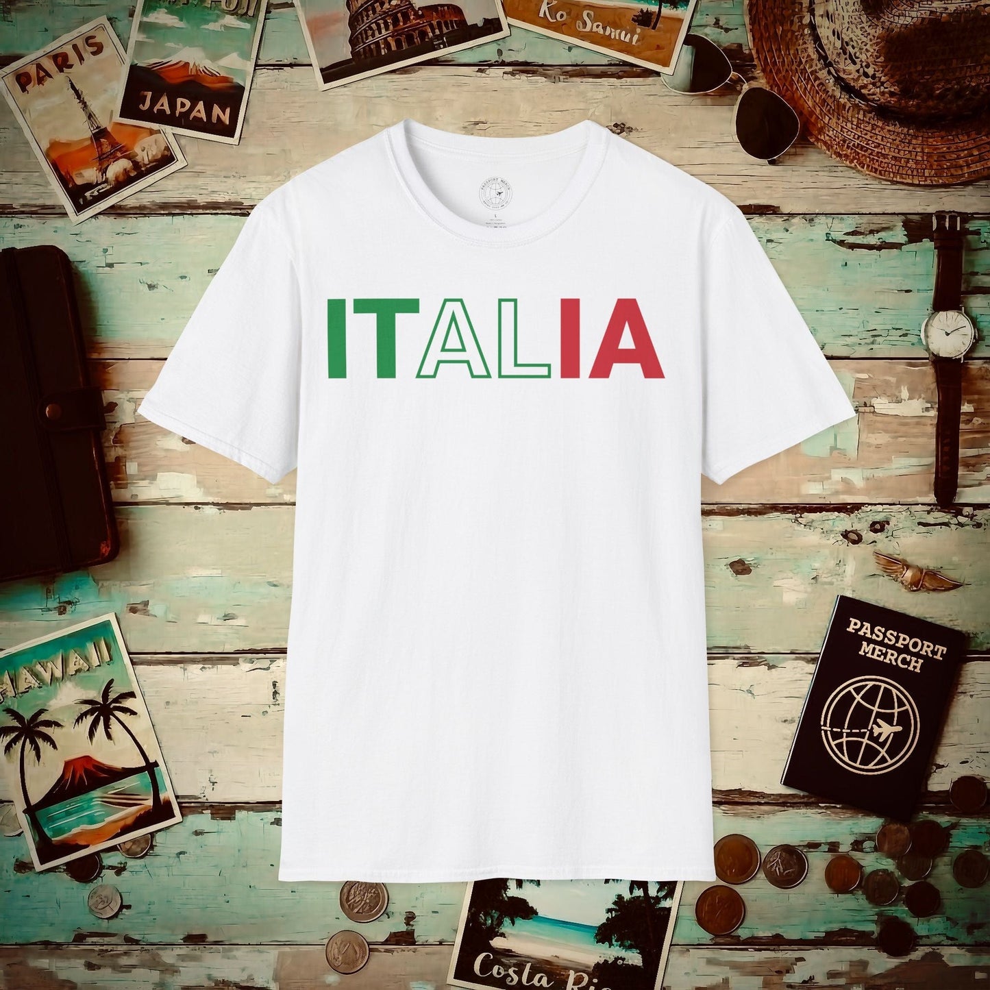 Italia Patriotism Italy Letter Flag T-Shirt White / S