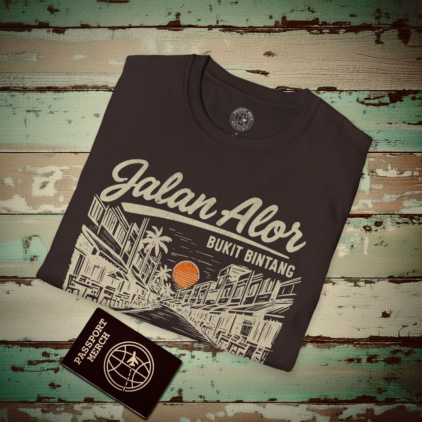 Jalan Alor Kuala Lumpur Malaysia (Vintage Urban) T-Shirt Dark Chocolate / S