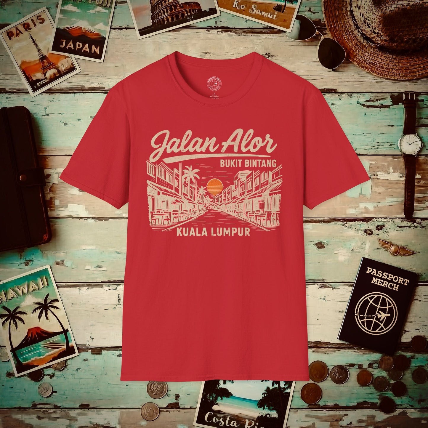 Jalan Alor Kuala Lumpur Malaysia (Vintage Urban) T-Shirt Red / S