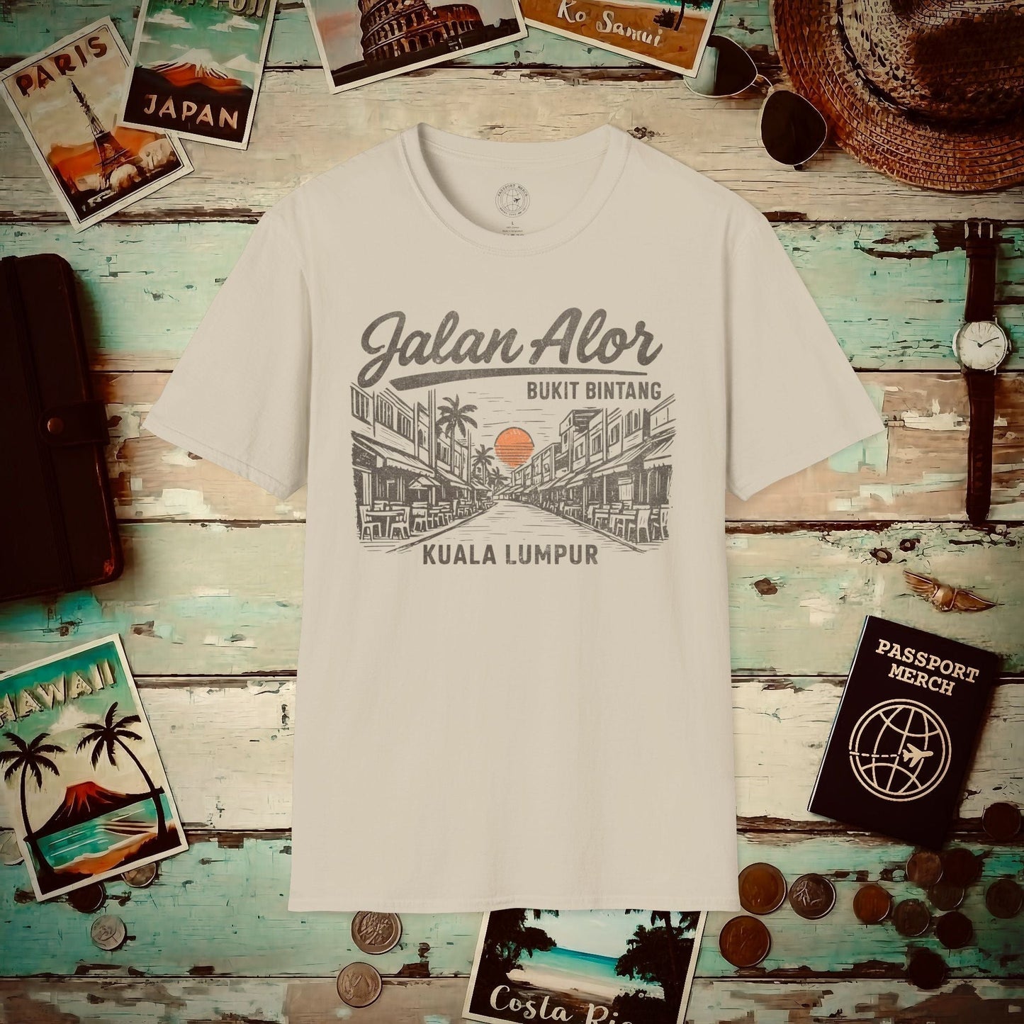 Jalan Alor Kuala Lumpur Malaysia (Vintage Urban) T-Shirt Sand / S