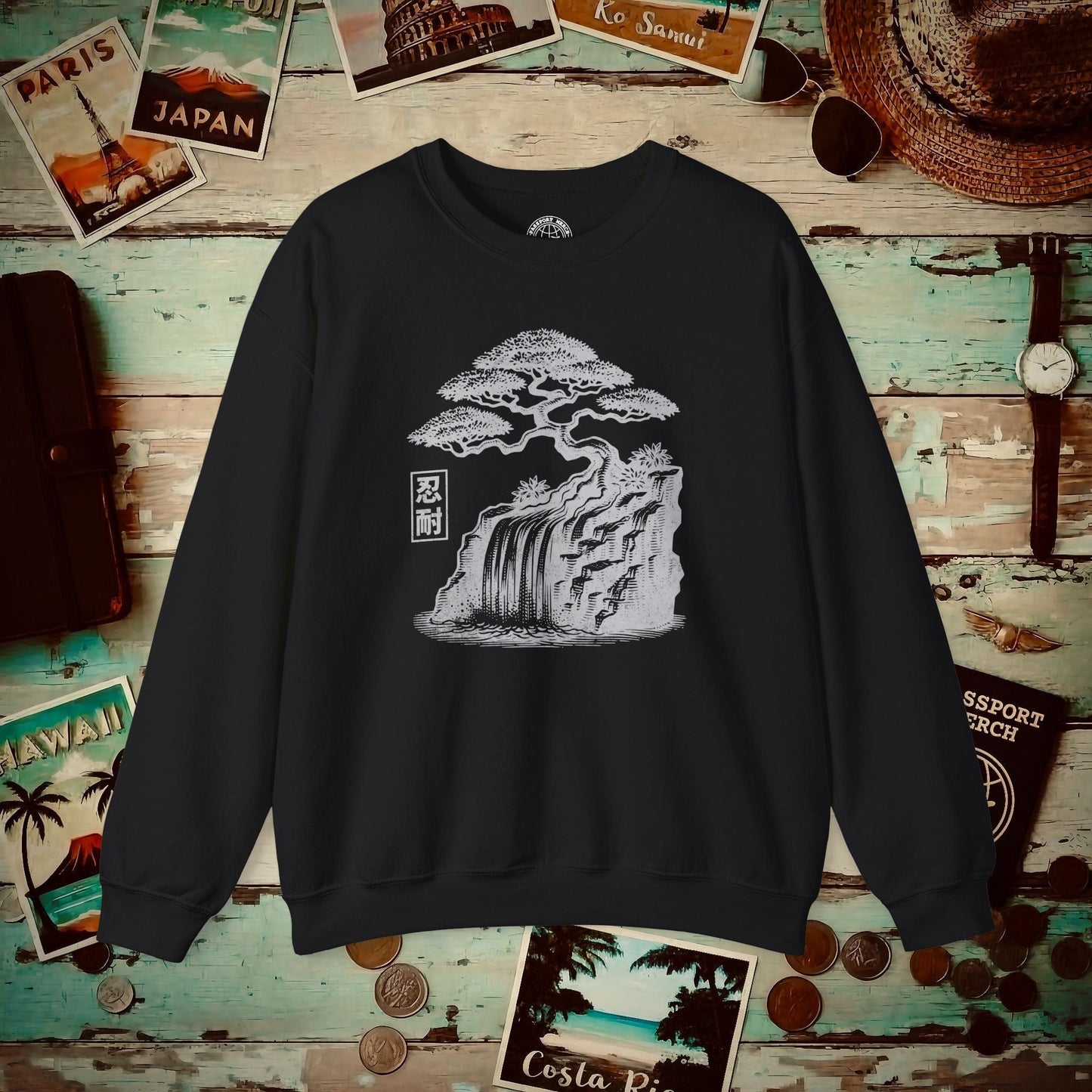Japanese Nintai (Patience) Bonsai Crewneck Black / S