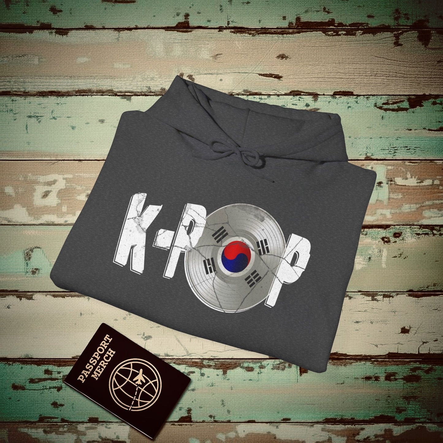 K-POP Vinyl, Korea Hoodie Dark Heather / S