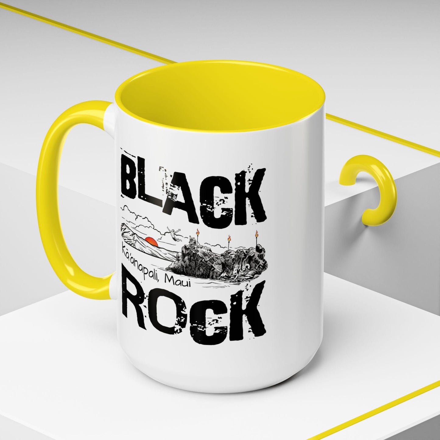 Kaanapali Maui Black Rock Jump, Hawaii 15oz Mug Yellow / 15oz