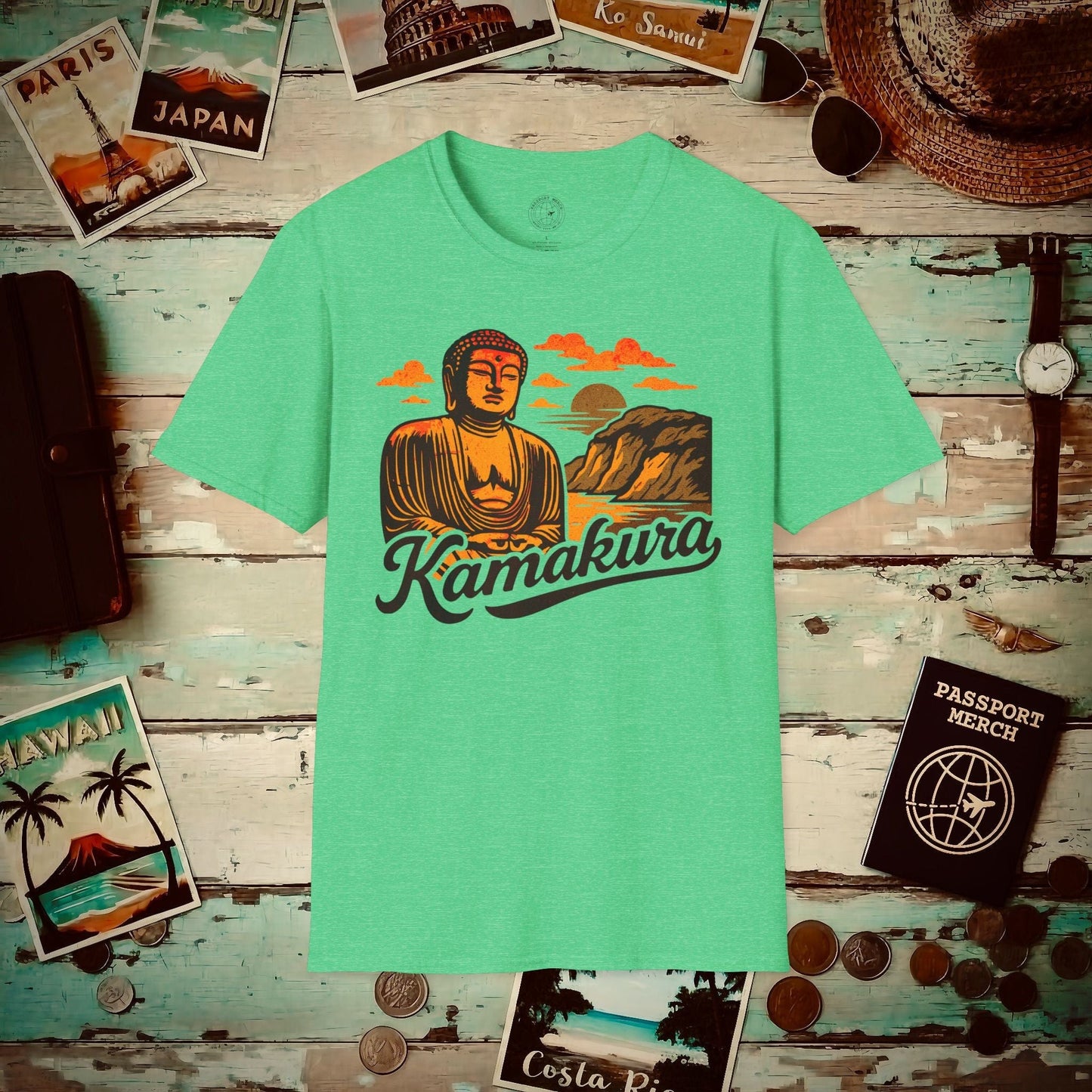 Kamakura, Japan - 80's Vintage T-Shirt Heather Irish Green / S