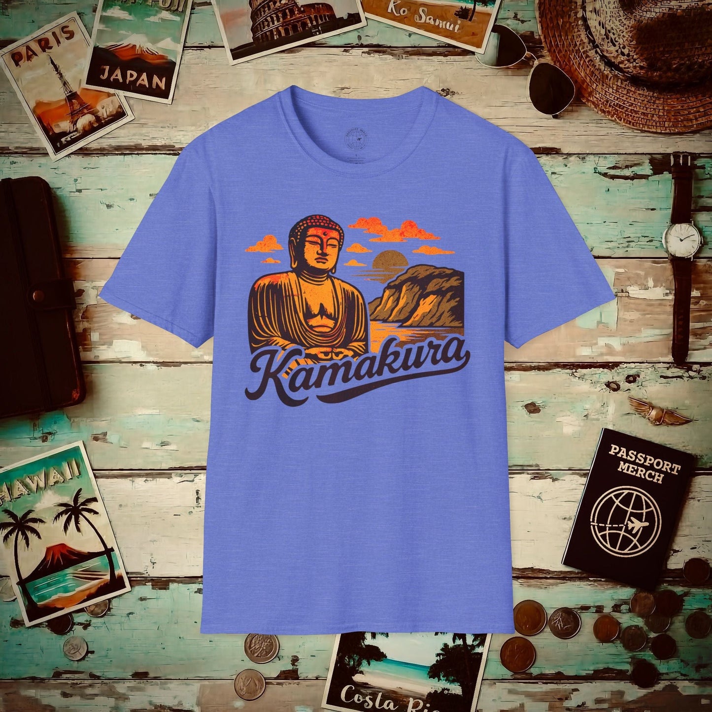 Kamakura, Japan - 80's Vintage T-Shirt Heather Royal / S