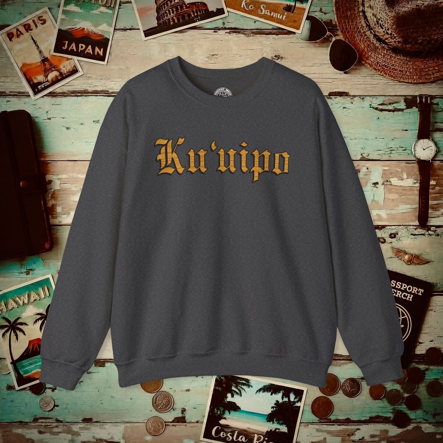 Koa Wood Ku'uipo (Hawaiian Jewelry Style) Crewneck Dark Heather / S
