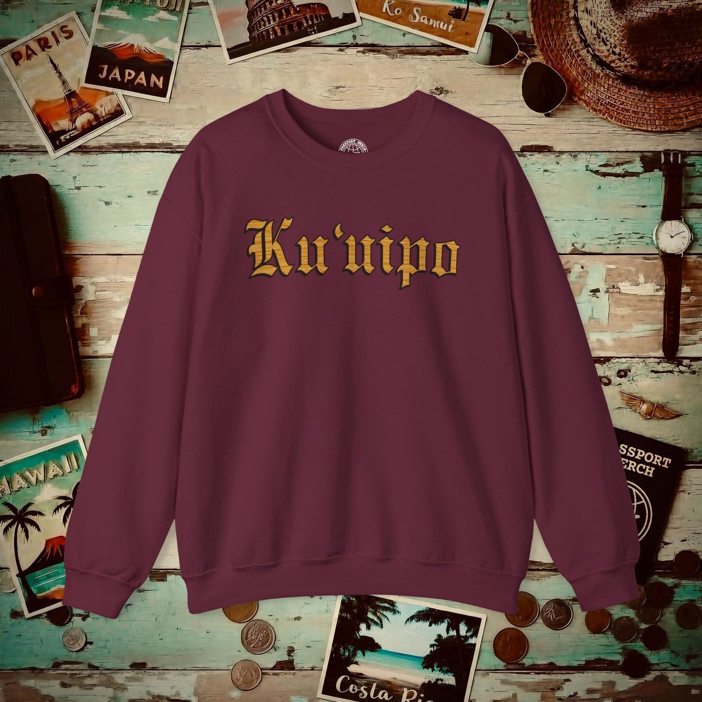 Koa Wood Ku'uipo (Hawaiian Jewelry Style) Crewneck Maroon / S