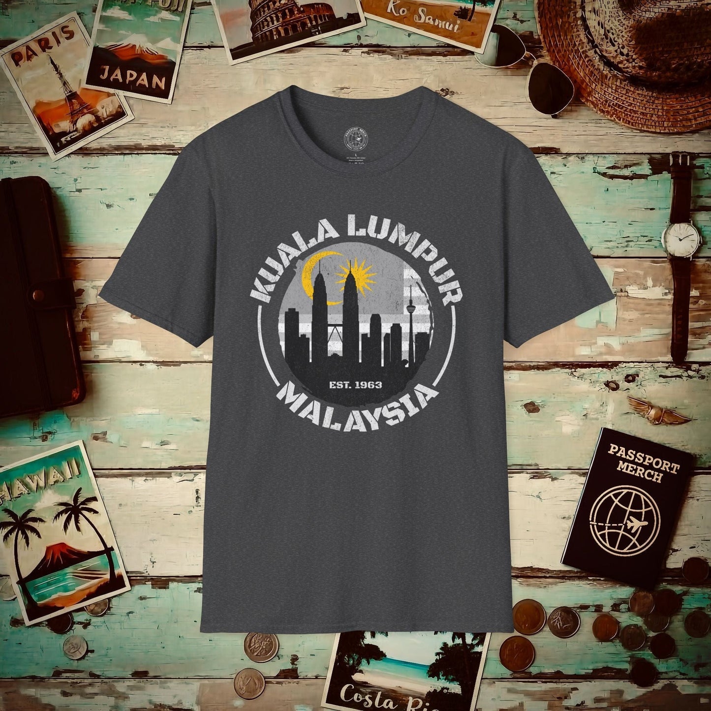 Kuala Lumpur Malaysia, Crescent and Star T-Shirt Dark Heather / S