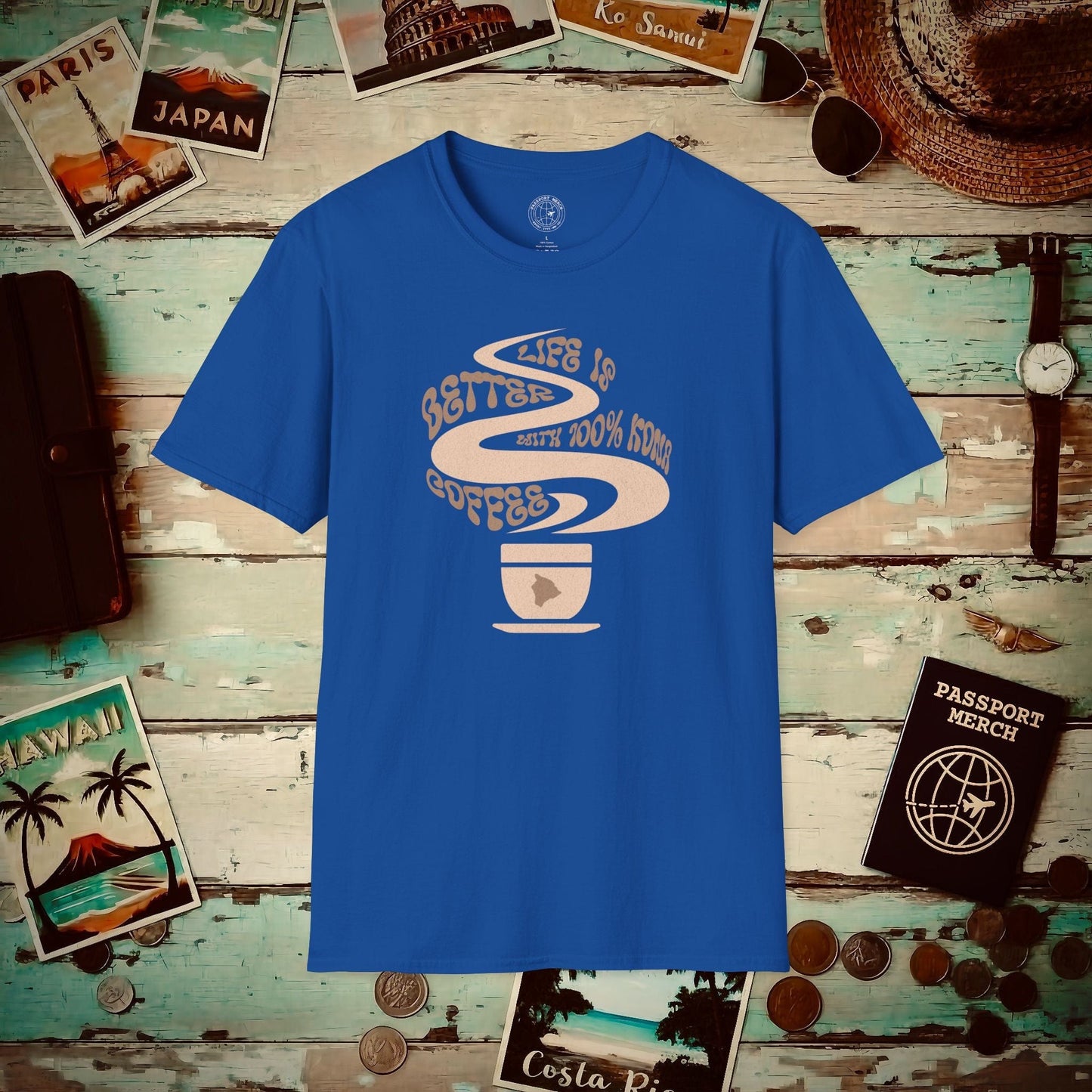 Life is better with 100% Kona Coffee, Hawaii T-Shirt Royal / S
