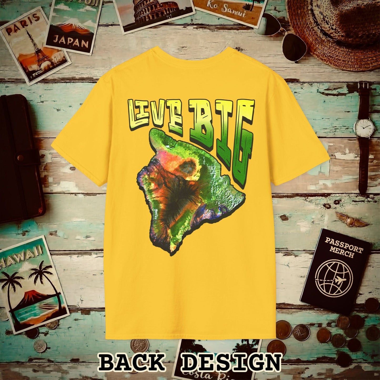 Live BIG (Island), Hawaii, Back Print T-Shirt Daisy / S