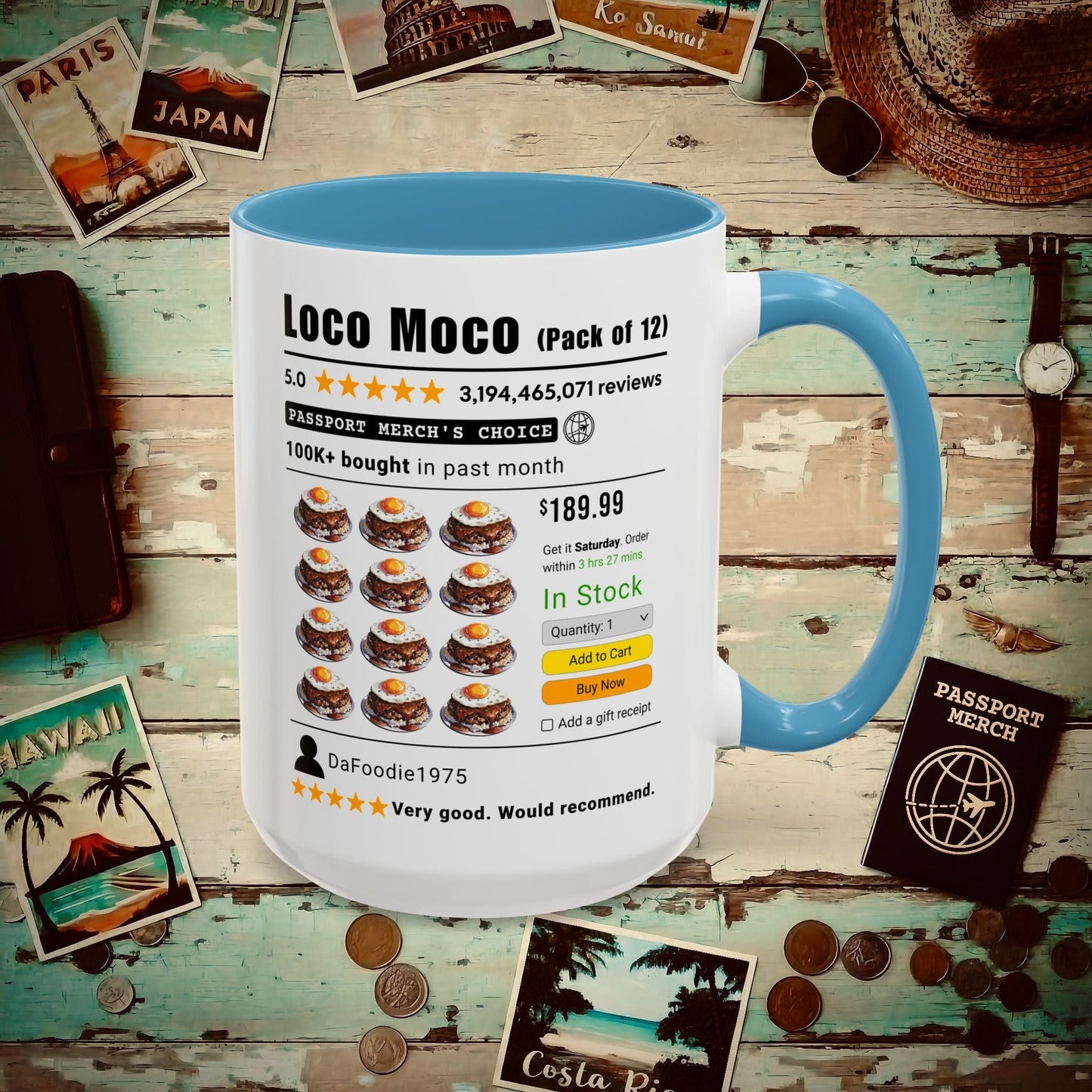 Loco Moco (5-Star Buy Now Edition), Hawaii 15oz Mug Light Blue / 15oz