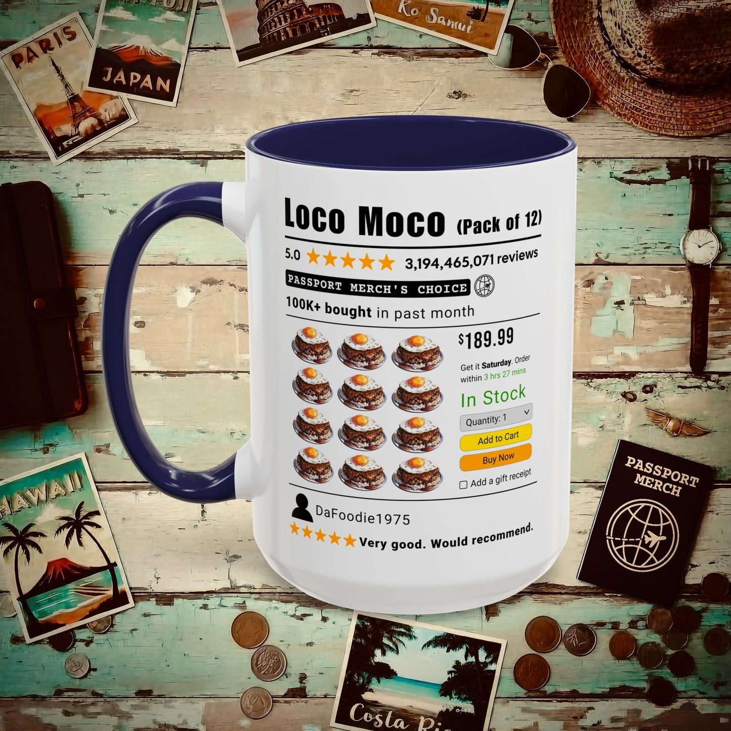 Loco Moco (5-Star Buy Now Edition), Hawaii 15oz Mug Navy / 15oz