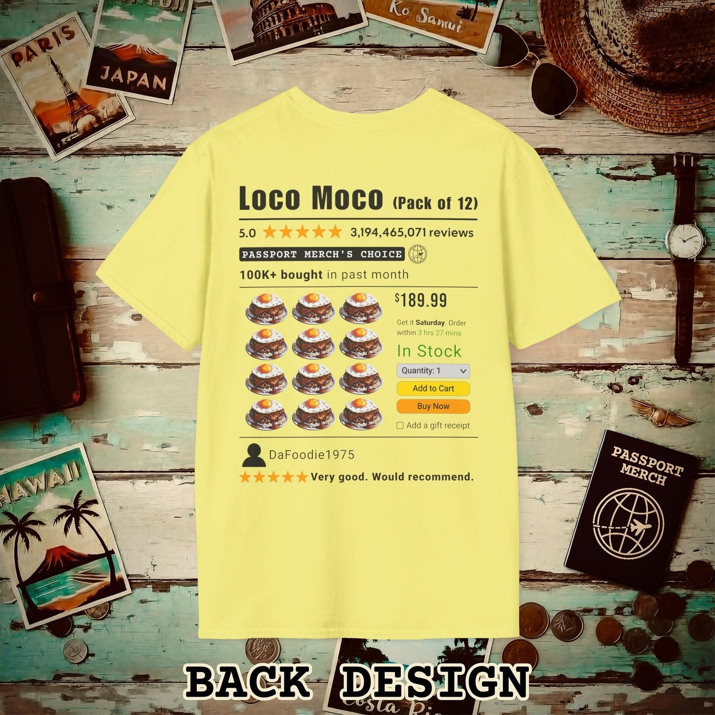 Loco Moco (5-Star Buy Now Edition), Hawaii, Back Print T-Shirt Cornsilk / S