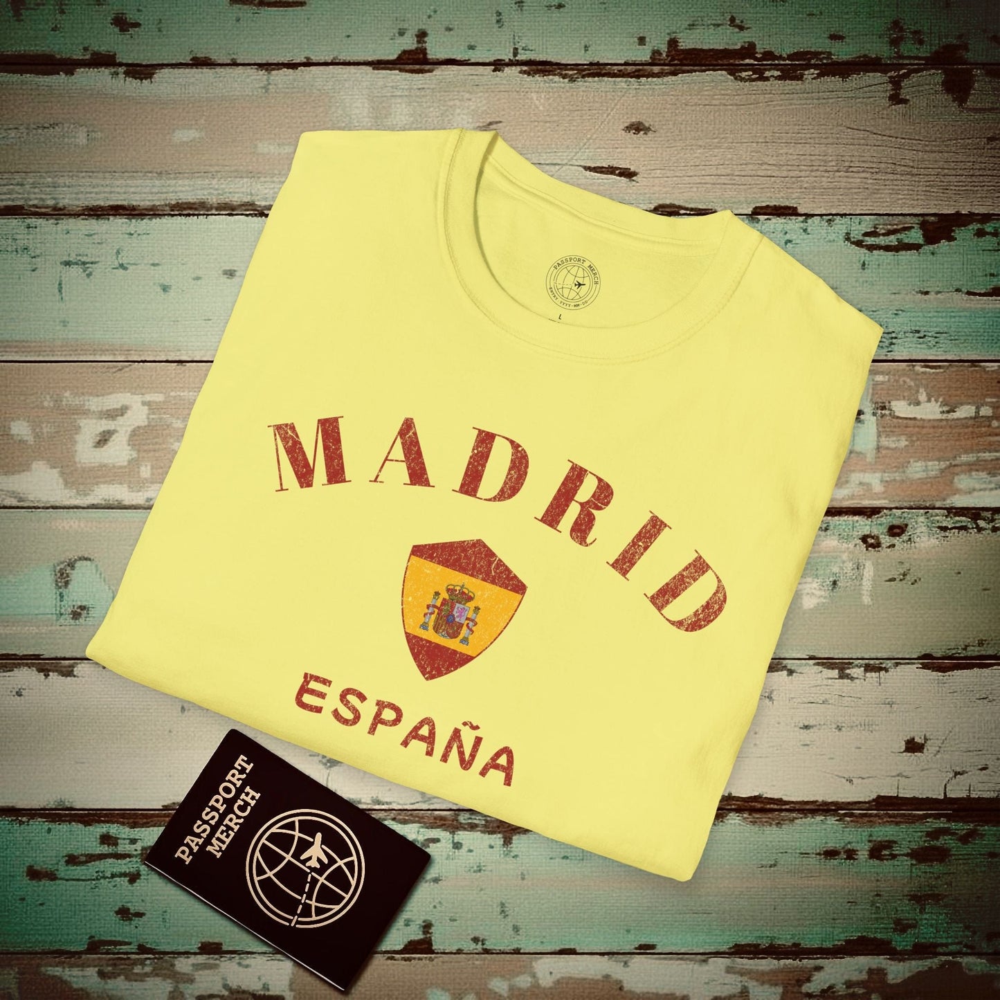 Madrid with Coat of Arms Spain T-Shirt Cornsilk / S