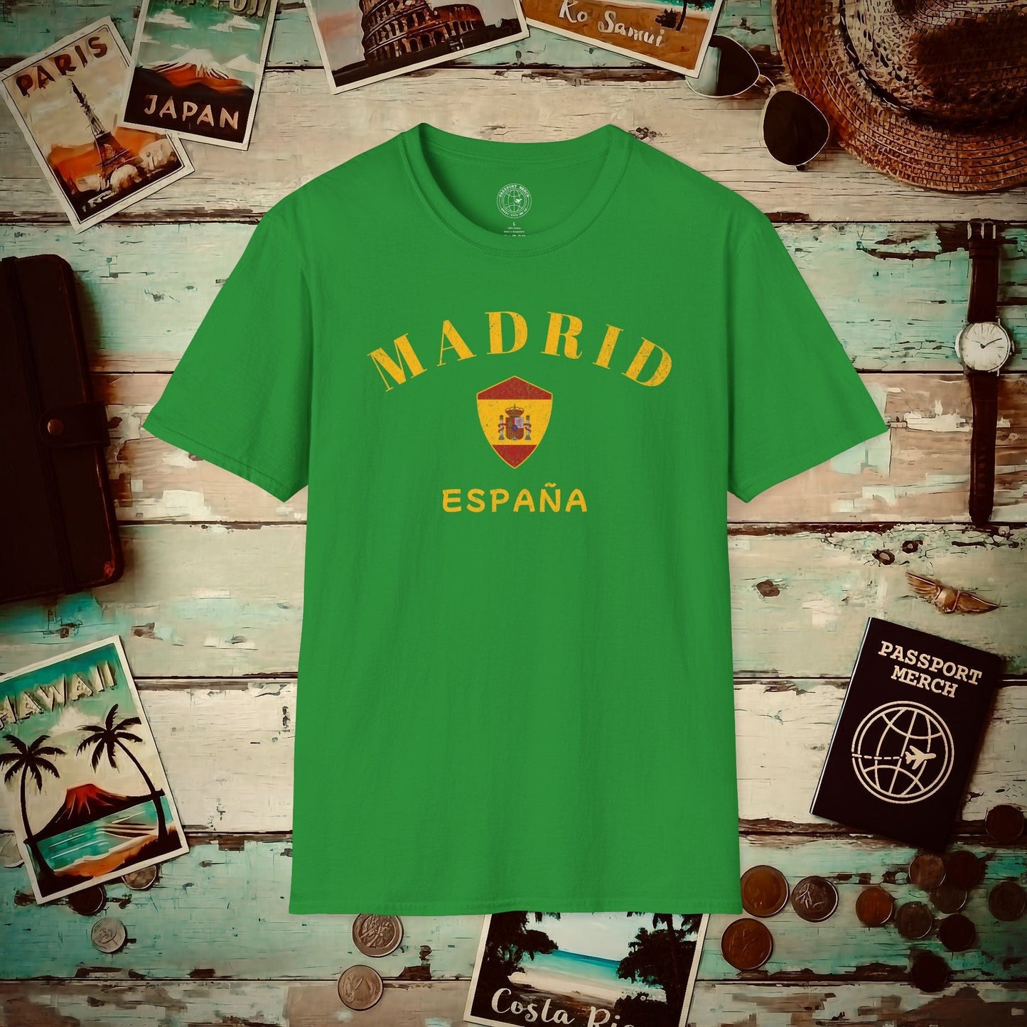 Madrid with Coat of Arms Spain T-Shirt Irish Green / S