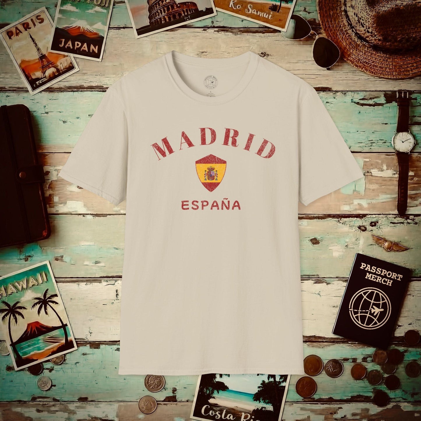 Madrid with Coat of Arms Spain T-Shirt Sand / S