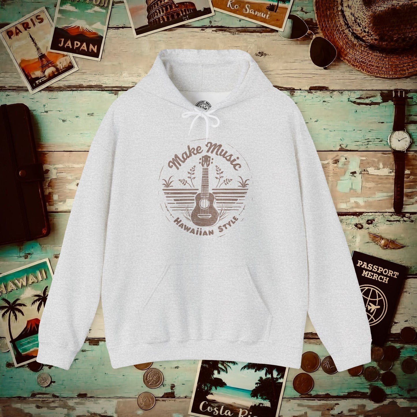 Make Music Hawaiian Style Hoodie Ash / S