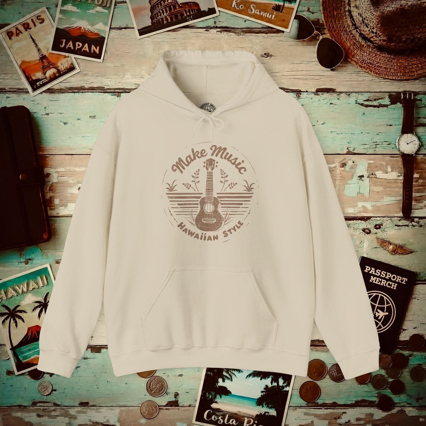 Make Music Hawaiian Style Hoodie Sand / S