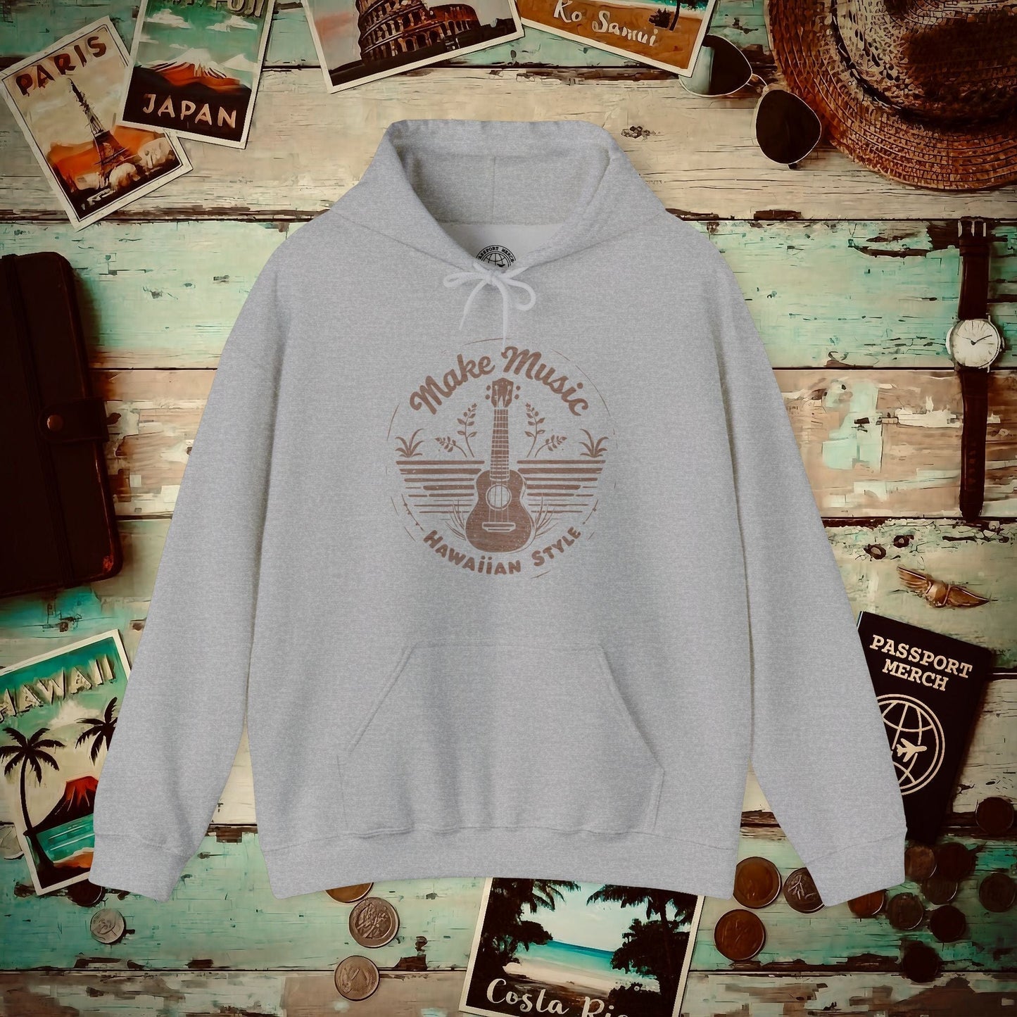 Make Music Hawaiian Style Hoodie Sport Grey / S