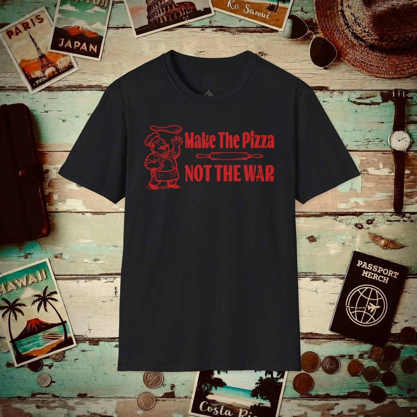 Make the Pizza, Not the War, Italy T-Shirt Black / S