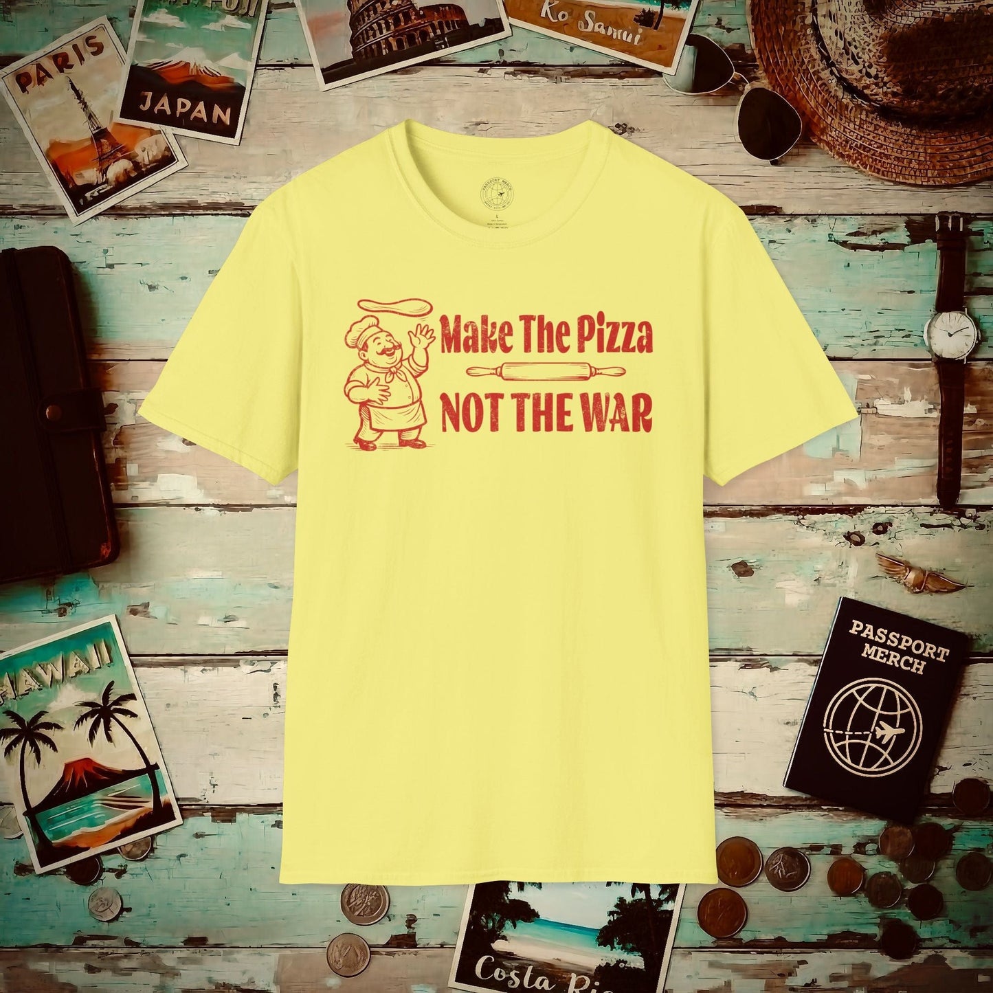Make the Pizza, Not the War, Italy T-Shirt Cornsilk / S