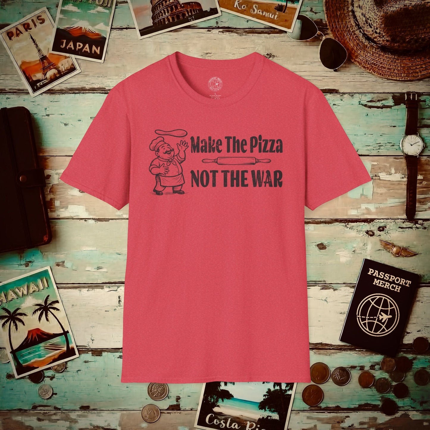 Make the Pizza, Not the War, Italy T-Shirt Heather Red / S