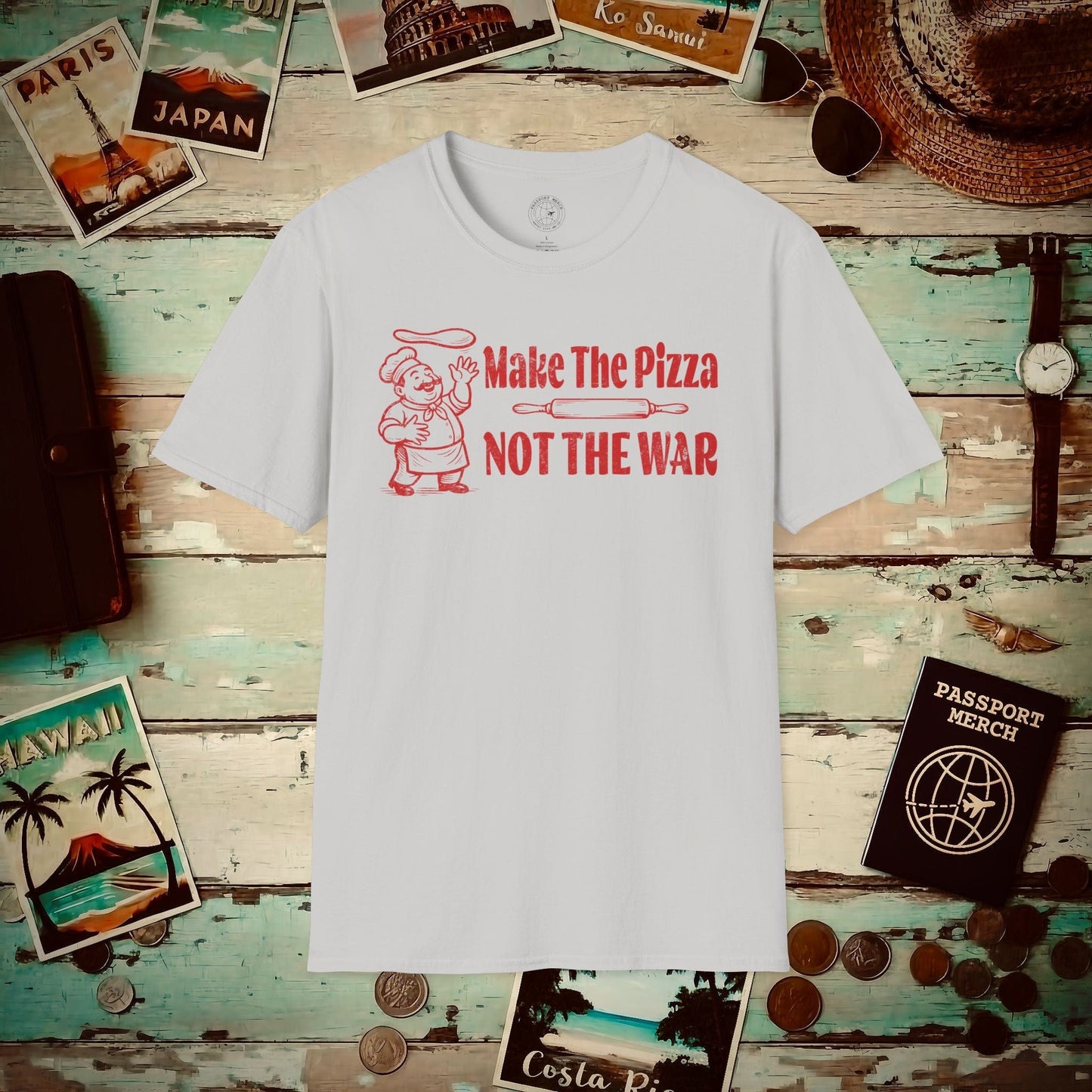 Make the Pizza, Not the War, Italy T-Shirt Ice Grey / S