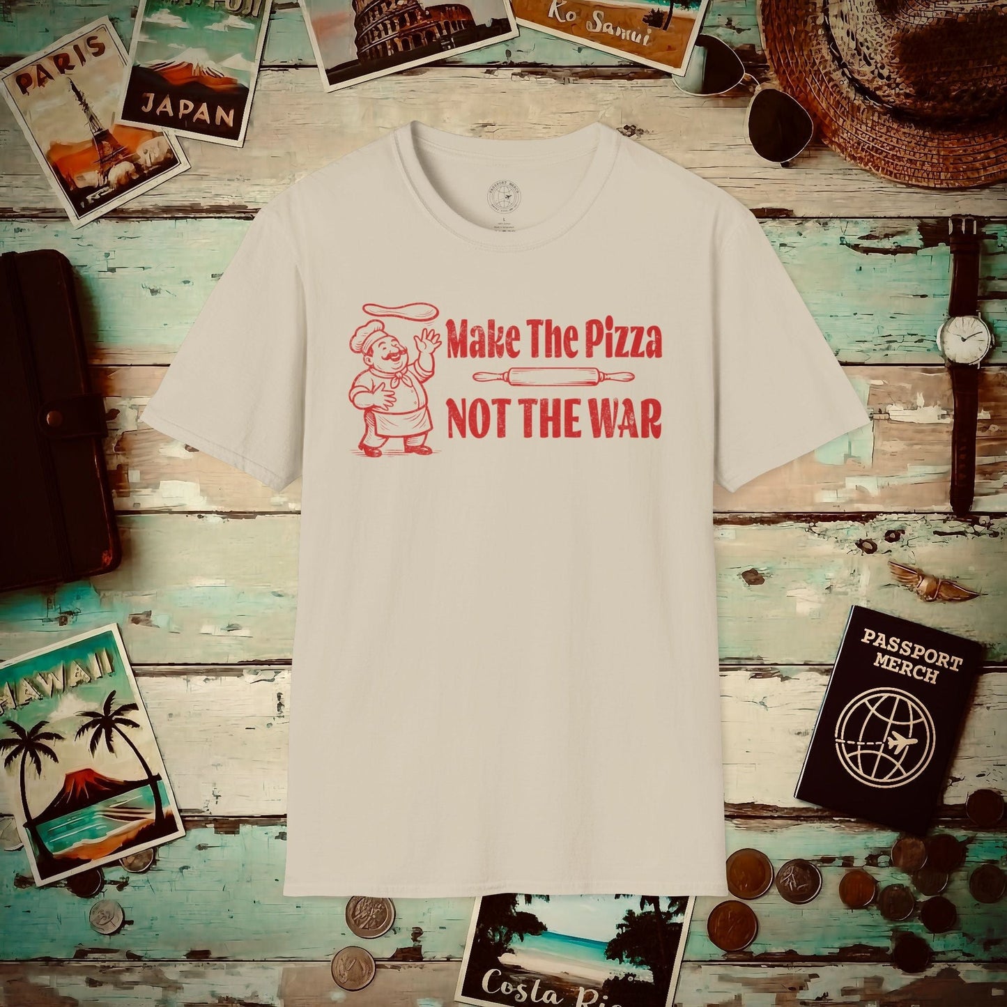 Make the Pizza, Not the War, Italy T-Shirt Sand / S