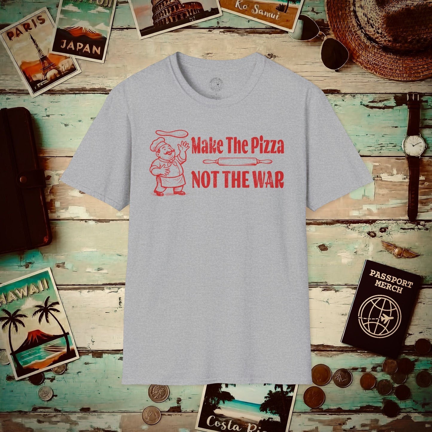 Make the Pizza, Not the War, Italy T-Shirt Sport Grey / S