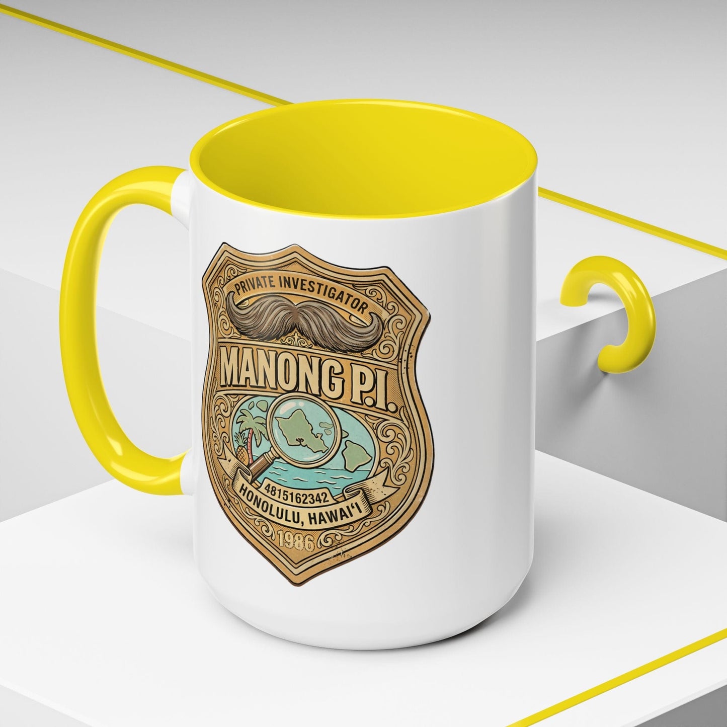 Manong P.I. Badge, Hawaii (and Philippines) 15oz Mug Yellow / 15oz