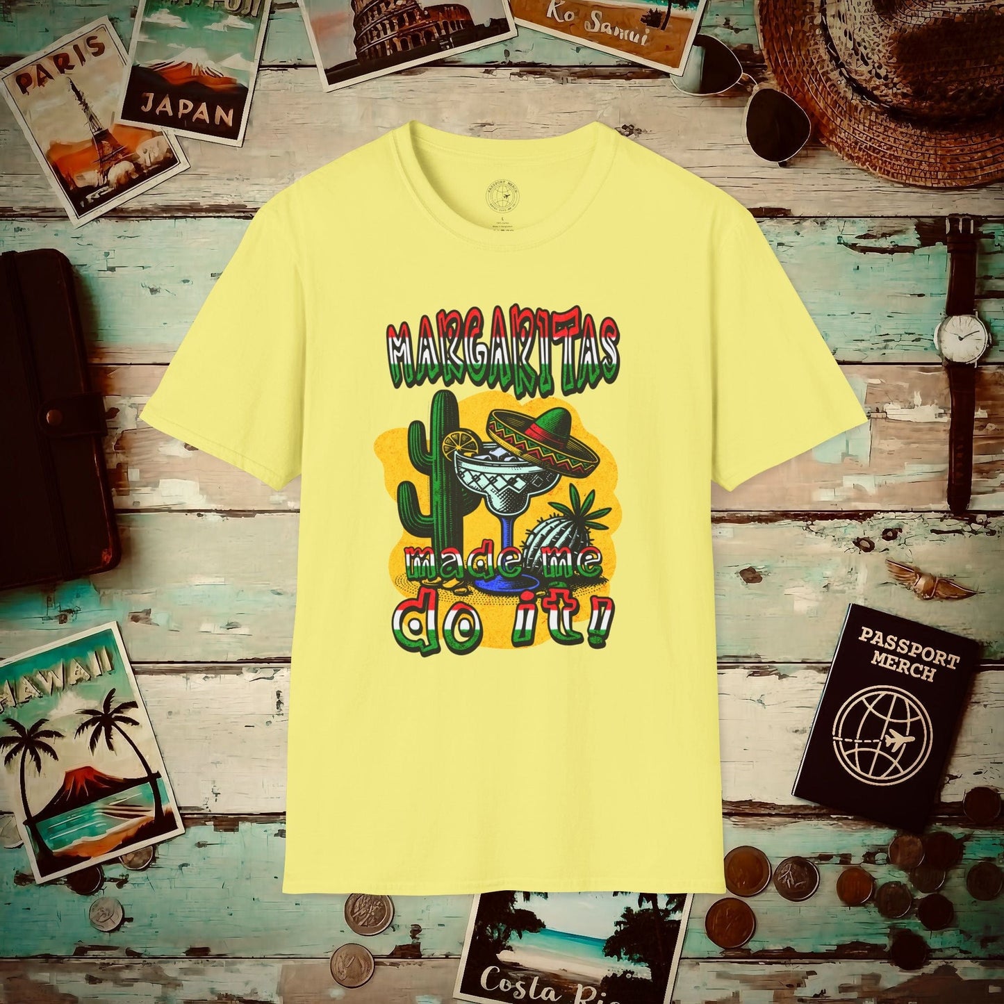 Margaritas Made Me Do It Mexico T-Shirt Cornsilk / S