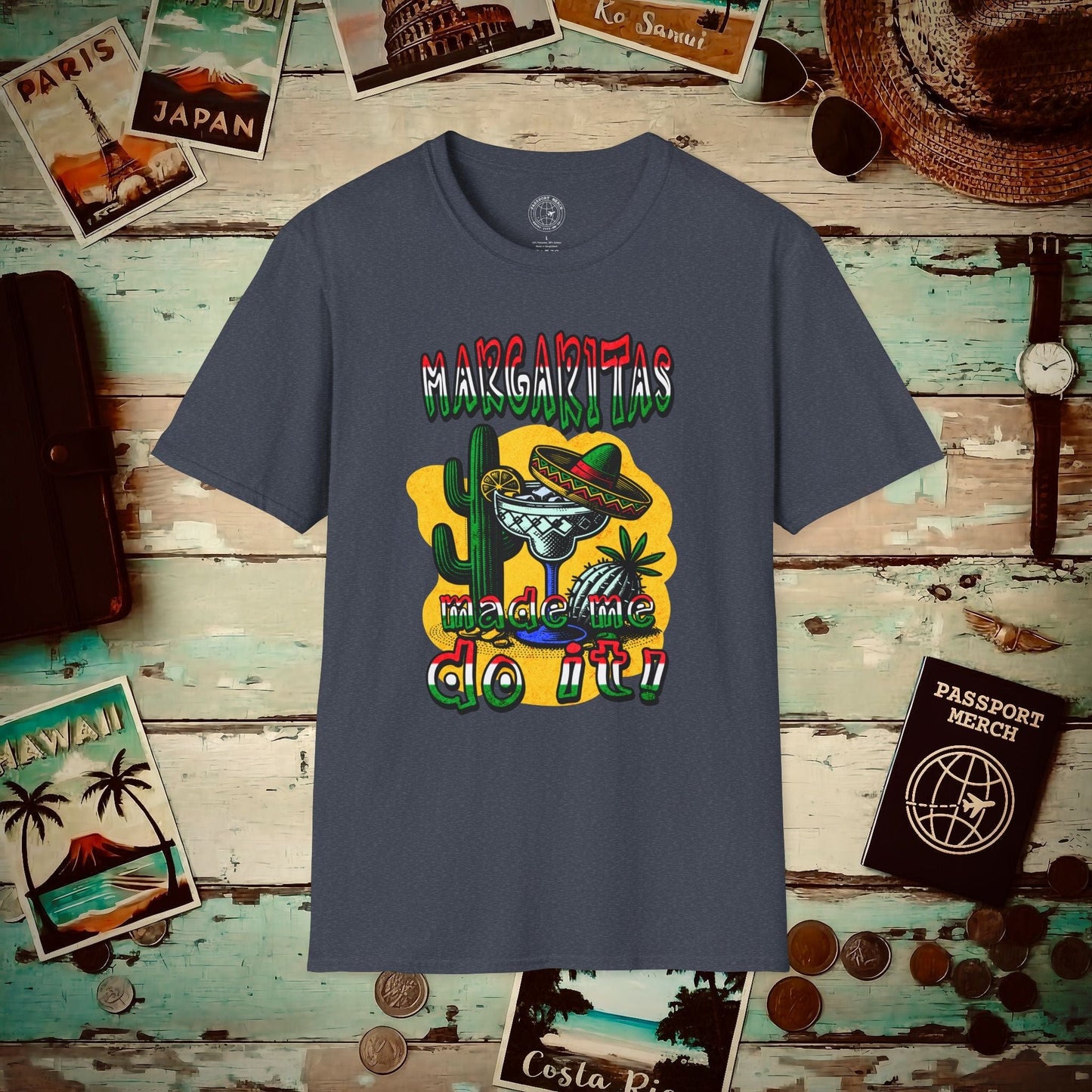 Margaritas Made Me Do It Mexico T-Shirt Heather Navy / S